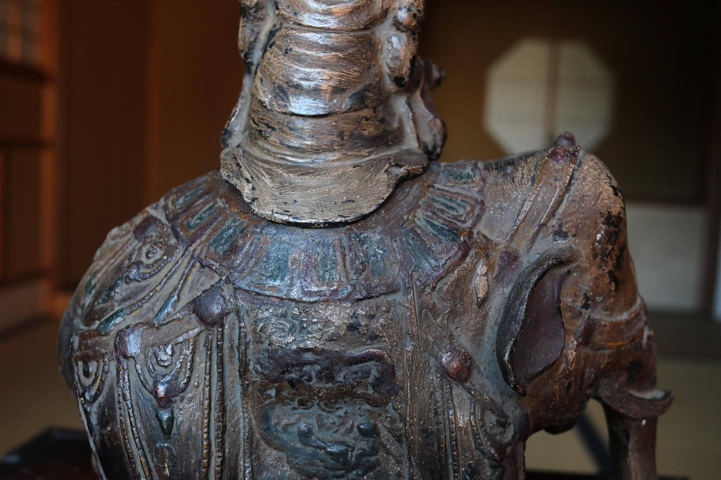 Antique Bronze Censer - Large Japanese Temple Incense Burner | Samantabhadra Statue