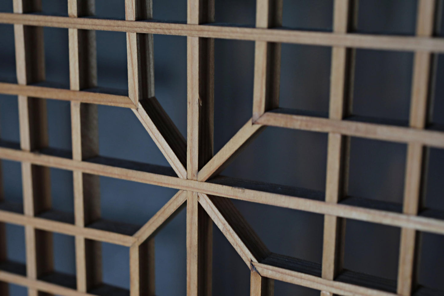 Vintage Shoji Screen ×2 - Kumiko Wood Panel Pair | Japandi Wall Art, Geometric Frame