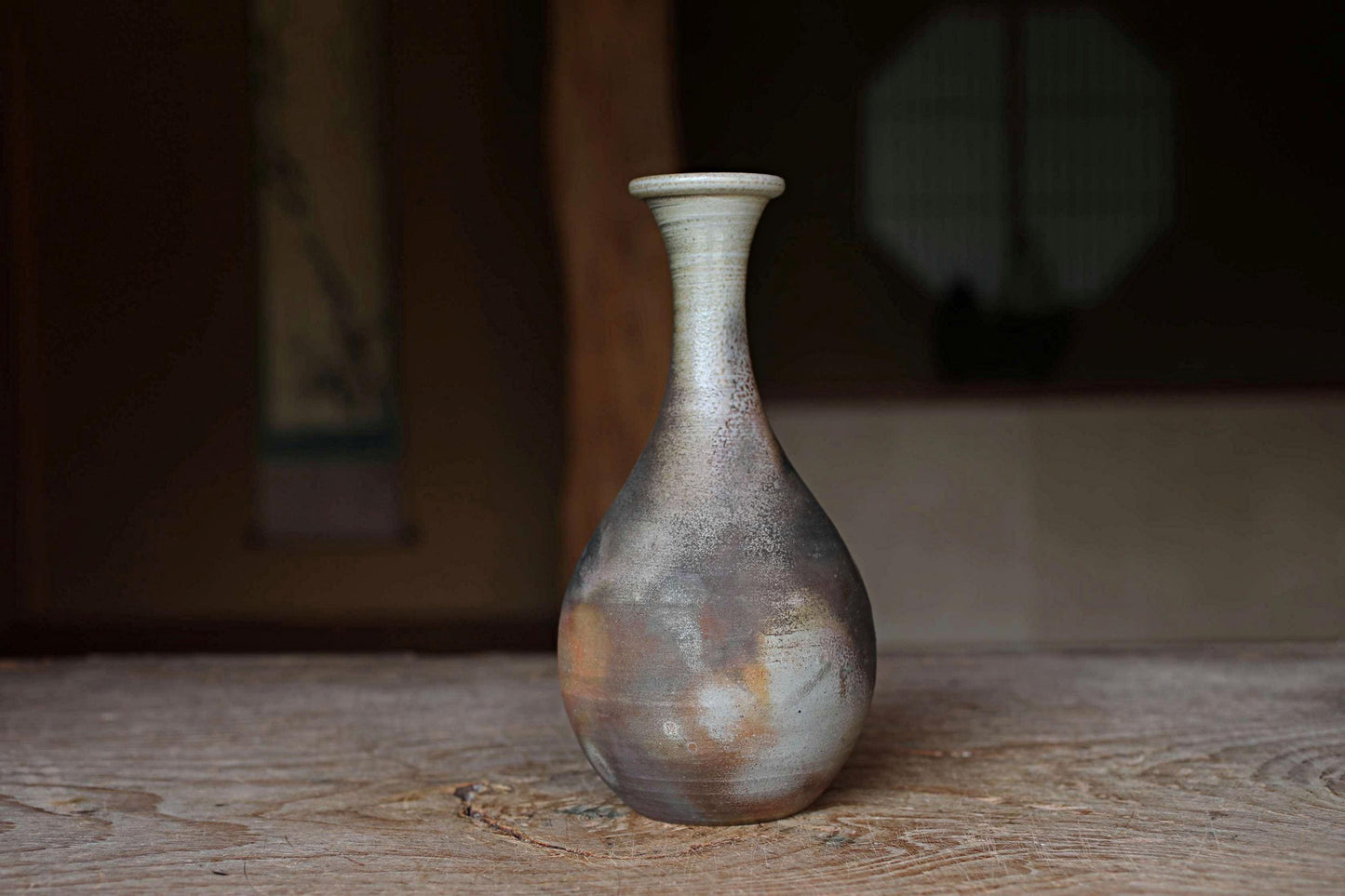 Bizen Ware Vase - Signed Japanese Pottery for Ikebana & Tea Ceremony Gift