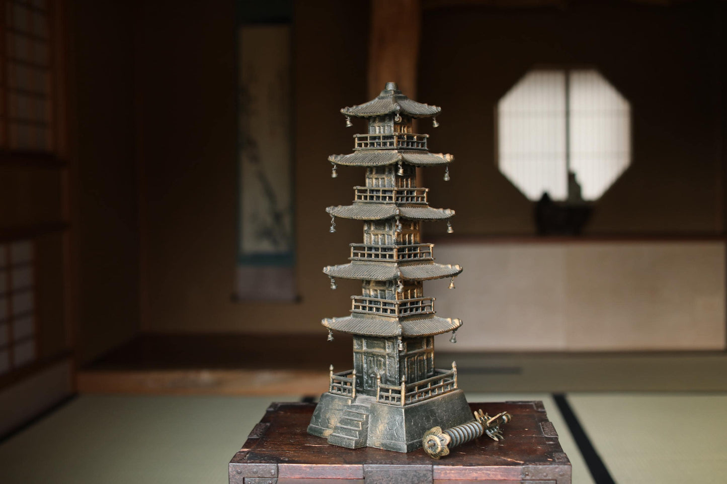Large Cast Iron Pagoda - Five-Storied Japanese Garden Statue | Solid Iron Sculpture