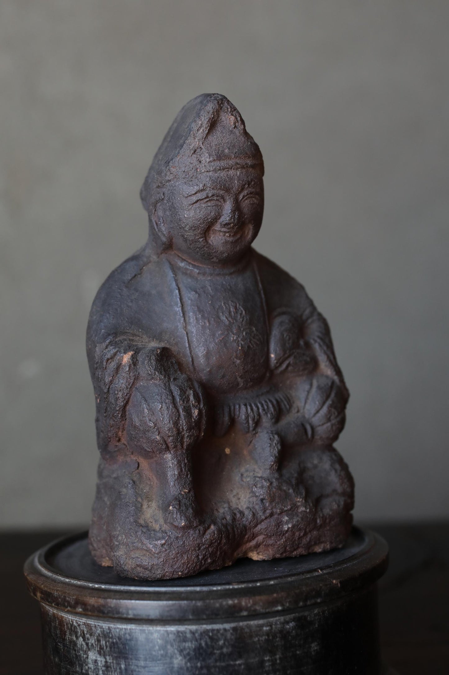 Antique Ebisu Statue – Edo Period Japanese Pottery Figurine | Business Prosperity Charm