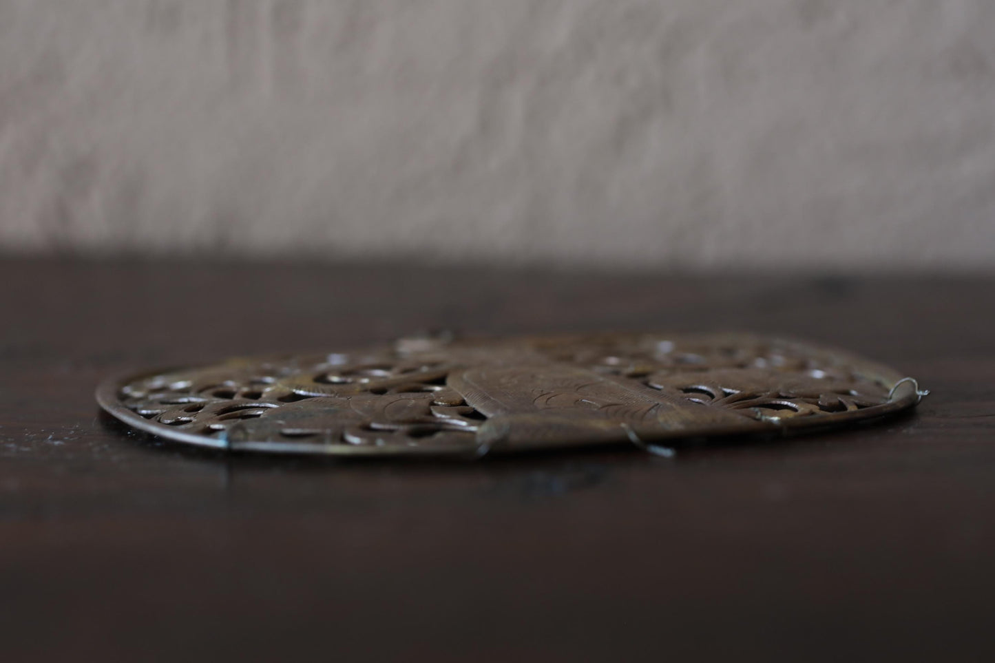 Japanese Antique Keman - Brass Hanging Art | Lotus Arabesque Design, Buddhist Temple Decor