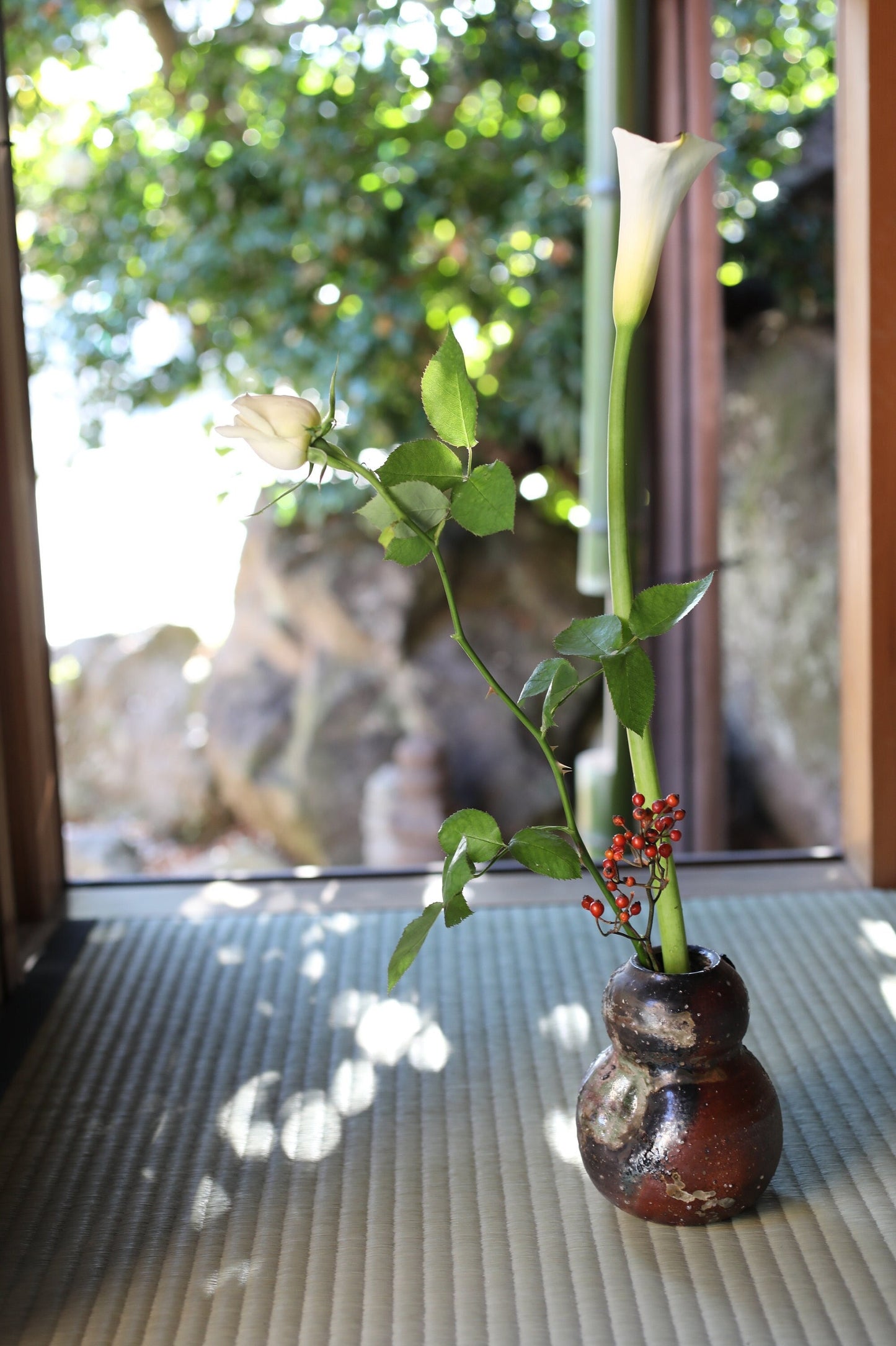 Shigaraki Pottery Vase - Japanese Vintage Hanging Ceramic Flower Vase H13.3cm