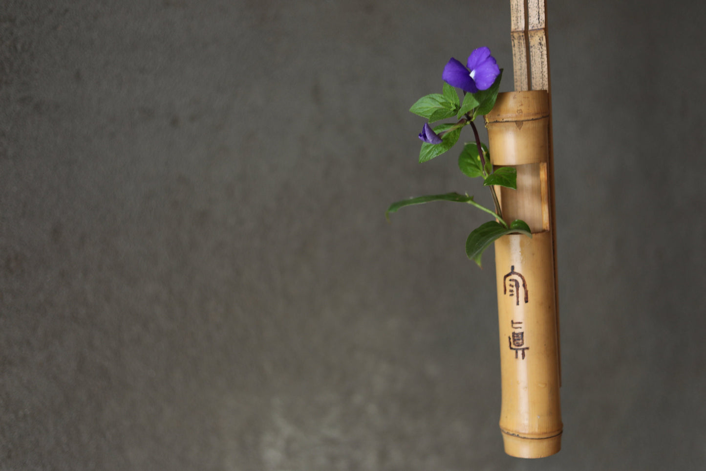 Japanese Bamboo Vase – Single Flower Holder for Tea Ceremony | Zen Buddhist Decor H9.6in