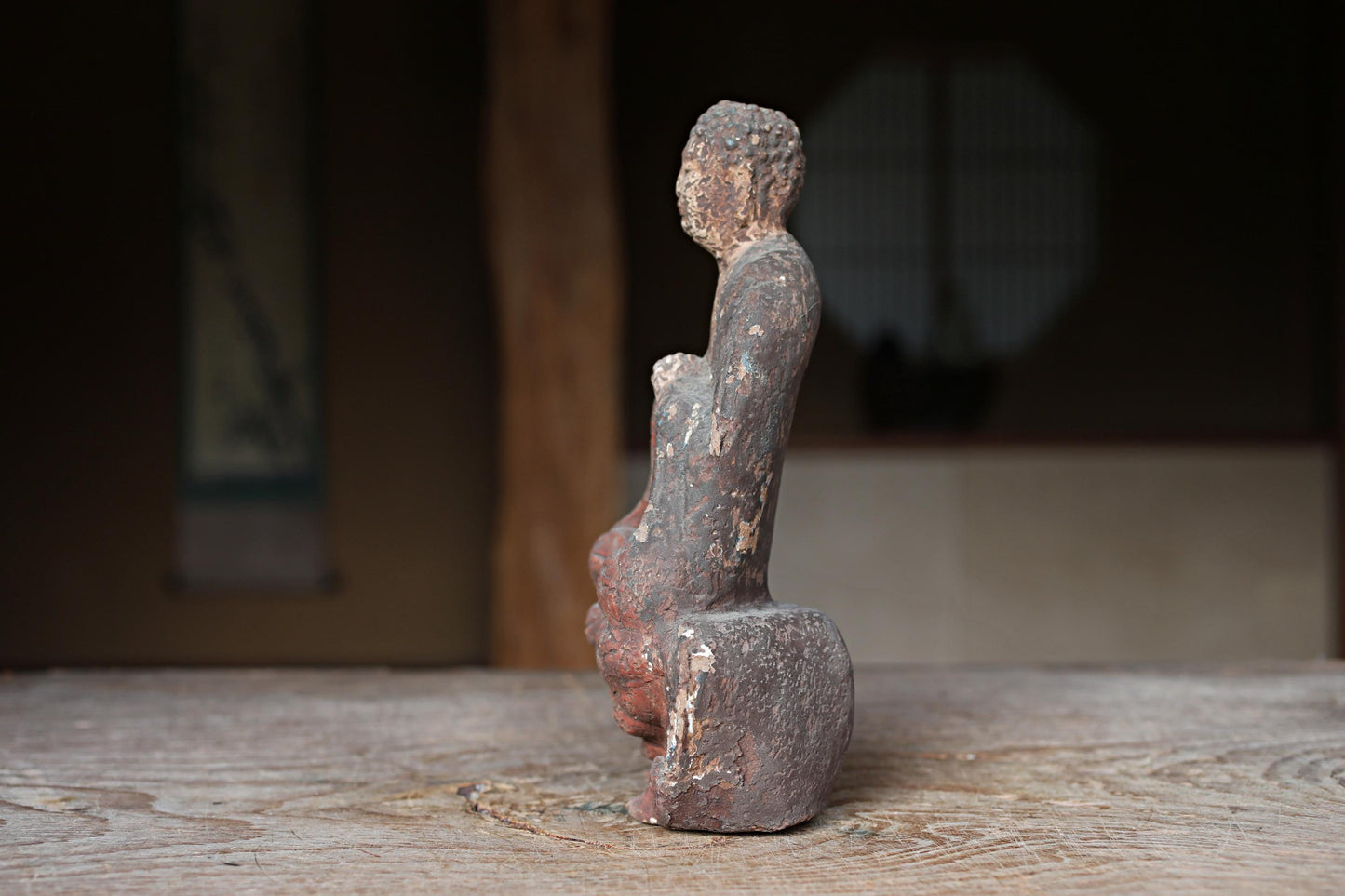 Antique Japanese Buddha - Wooden Amitabha Statue | 1700s Edo Period Sculpture