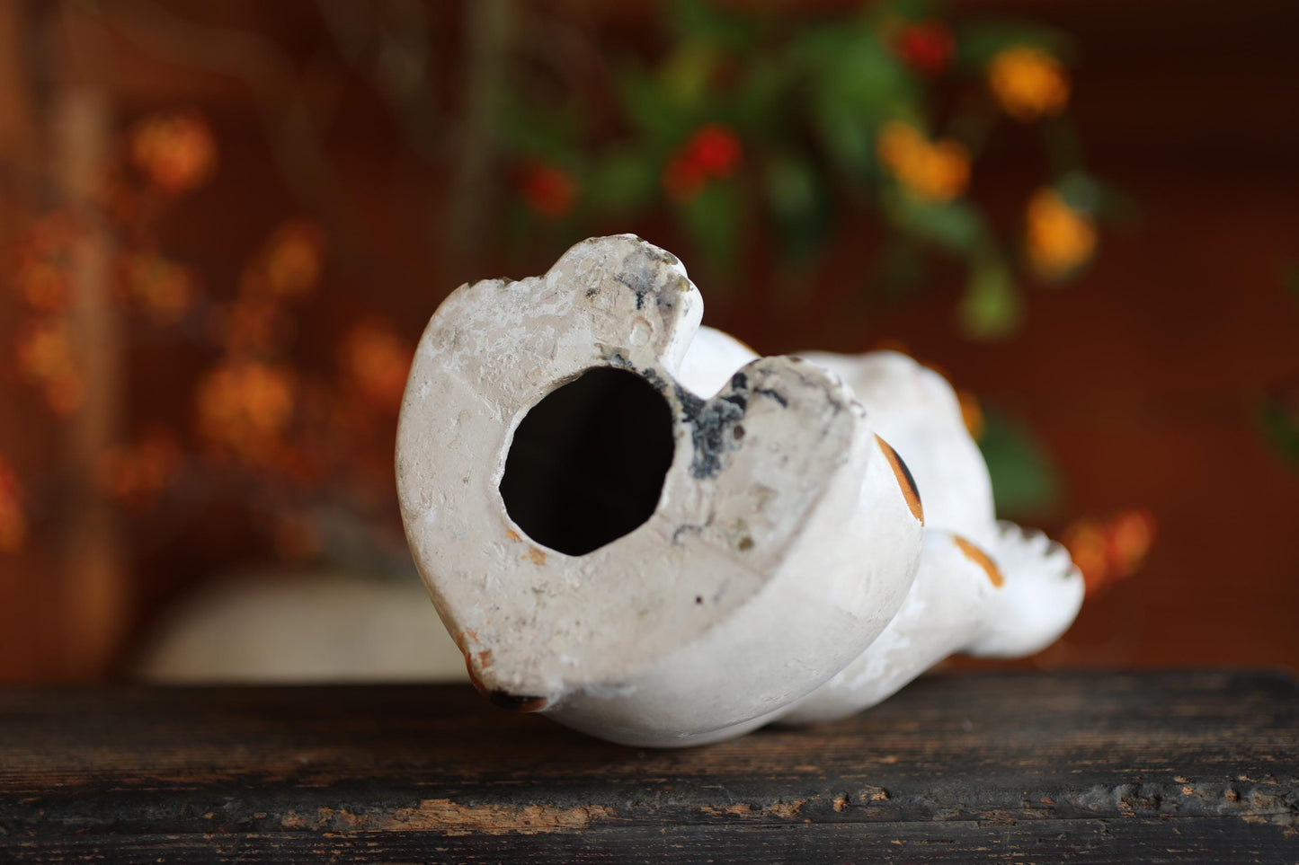 Japanese Antique Cat Doll - White Maneki Neko Statue | Vintage Ceramic Lucky Cat Money Box