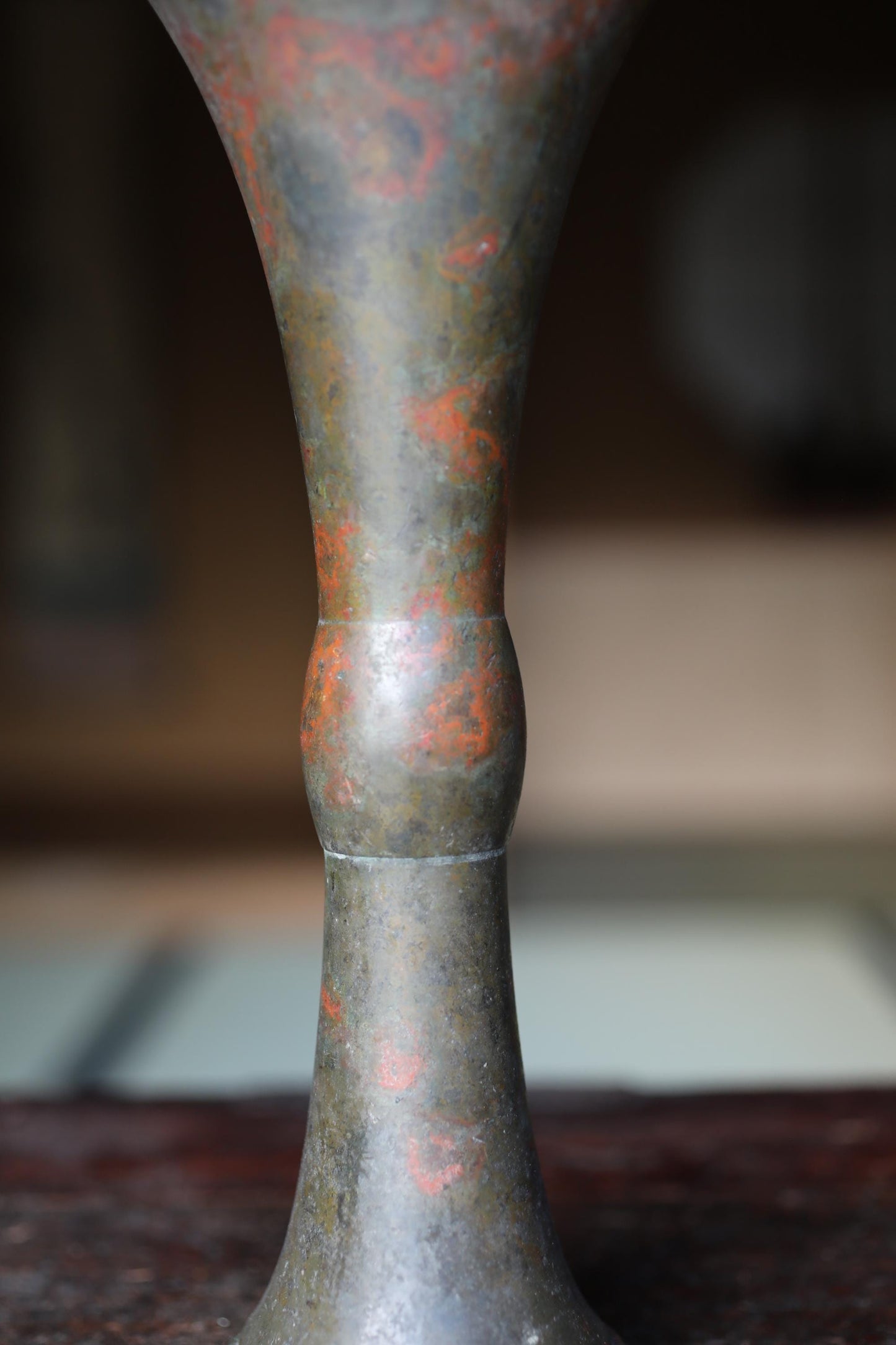 Vintage Japanese Vase - Hand Cast Bronze Flower Vase with Aged Patina