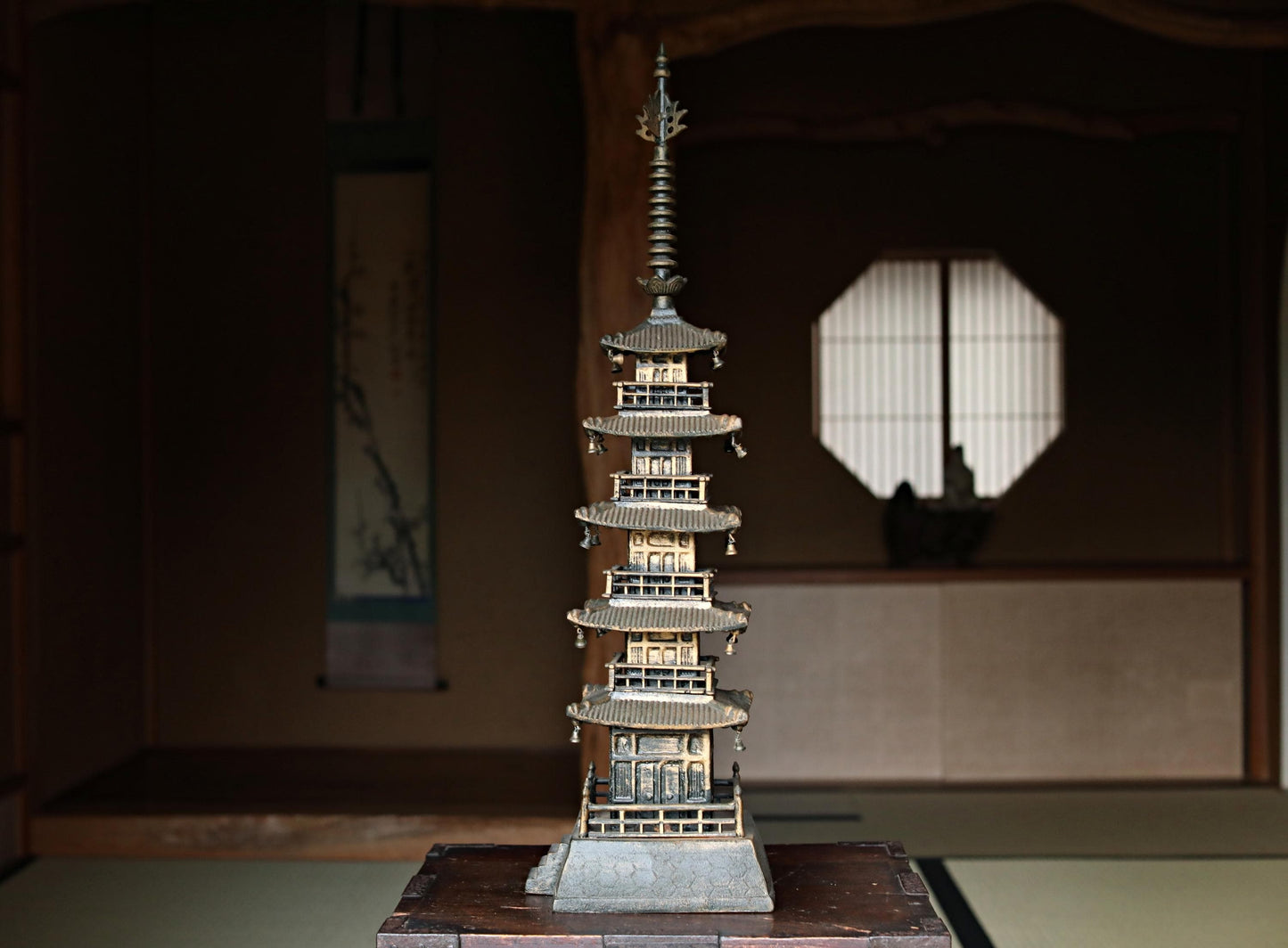 Large Cast Iron Pagoda - Five-Storied Japanese Garden Statue | Solid Iron Sculpture