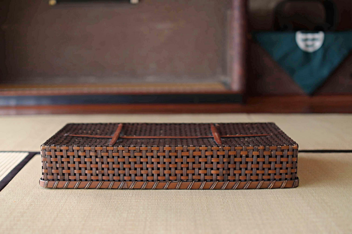 Antique Bamboo Basket - Vintage Japanese Kimono Obi Box | 1920s Woven Storage