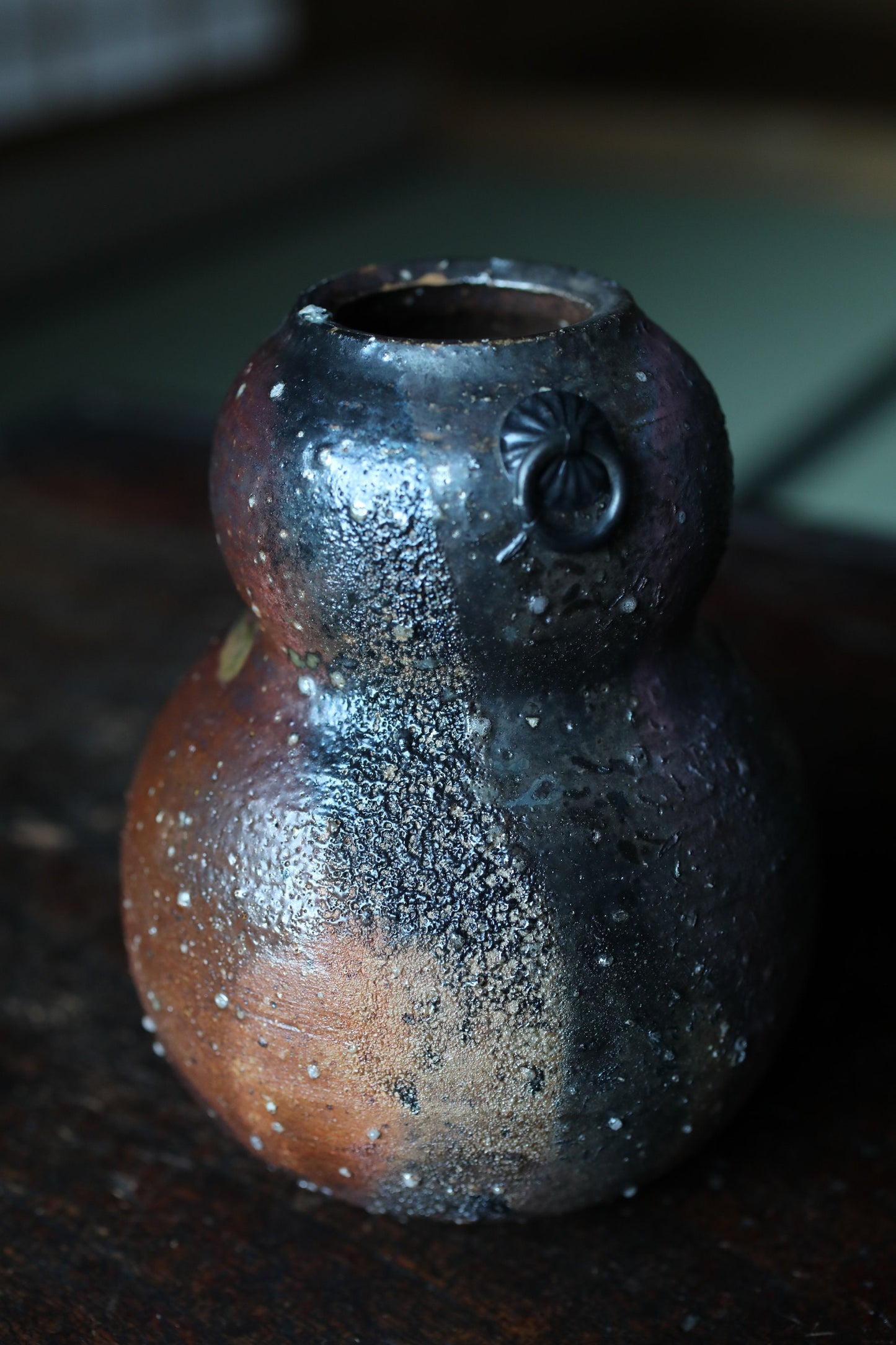 Shigaraki Pottery Vase - Japanese Vintage Hanging Ceramic Flower Vase H13.3cm