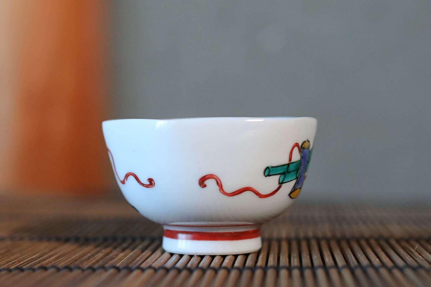 Kutani Sake Cup - Hand-Painted Japanese Porcelain Cup With Pomegranate Design