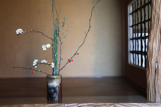 Shigaraki Pottery Vase - Japanese Vintage Hanging Flower Vase With Soil Color