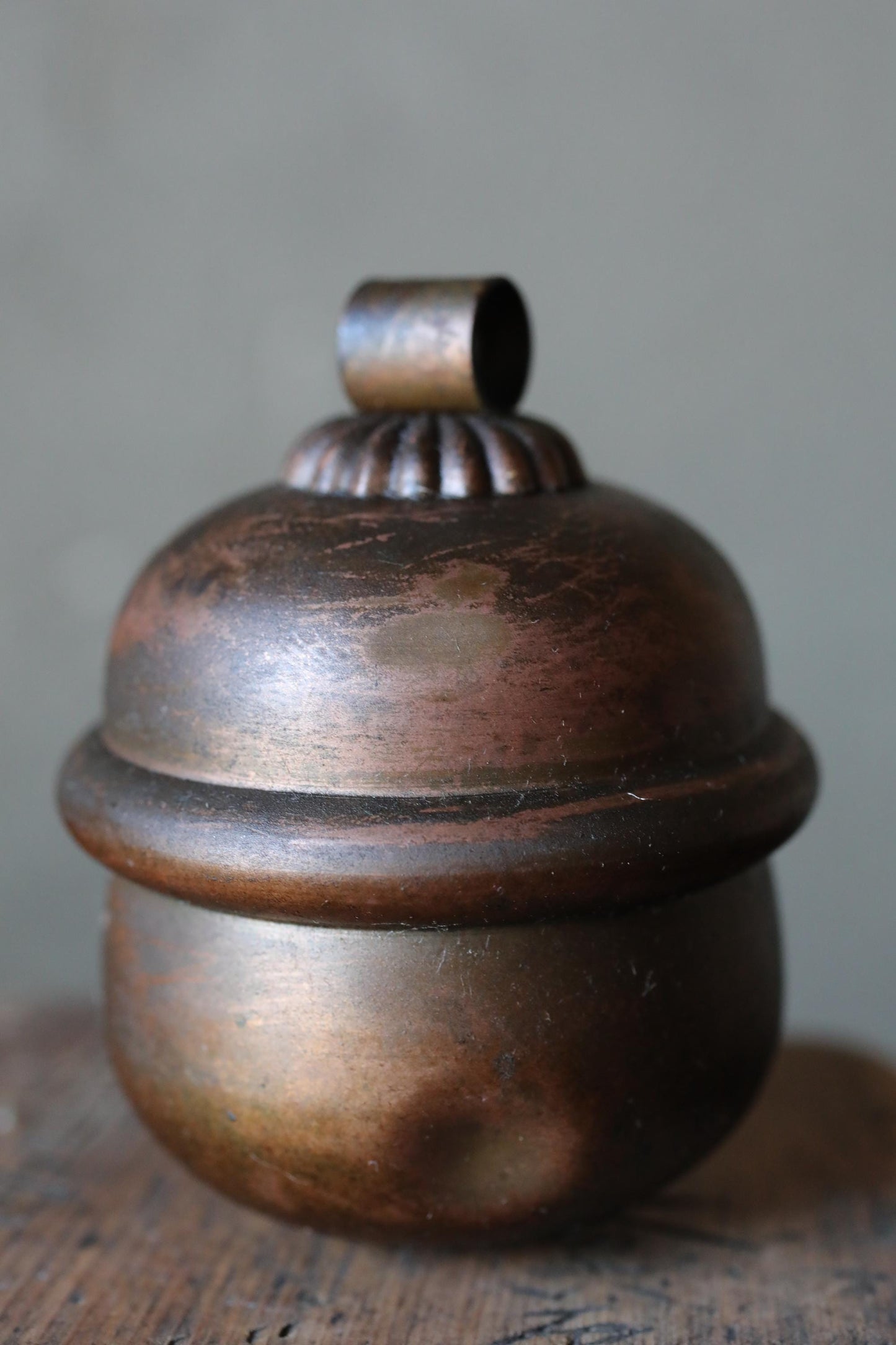 Japanese Bronze Shrine Bell - Handcrafted Antique Metal, Traditional Shinto Ritual Tool