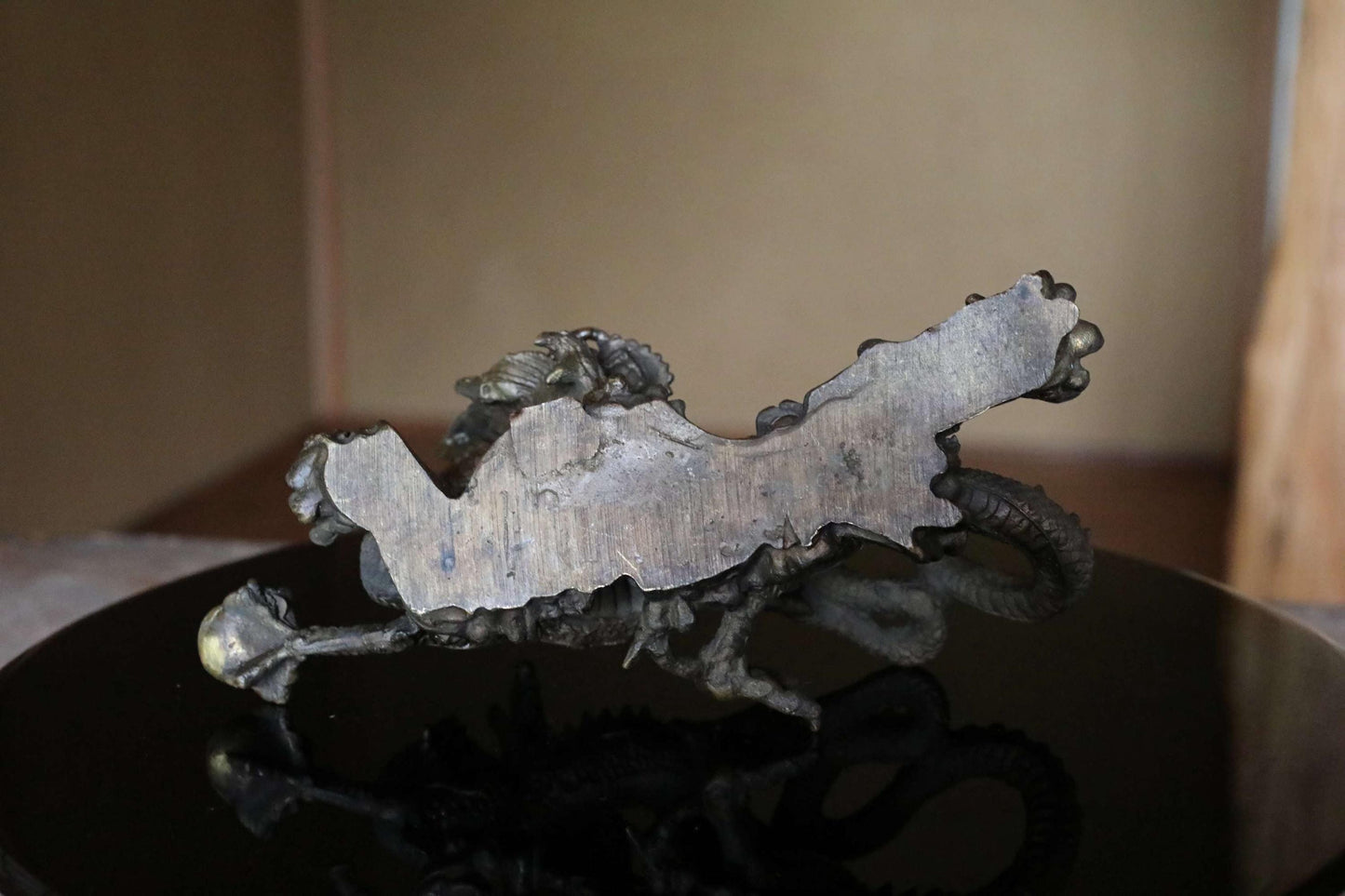 Japanese Dragon Statue - Bronze Dragon Figurine With Crystal Ball, Feng Shui Decor