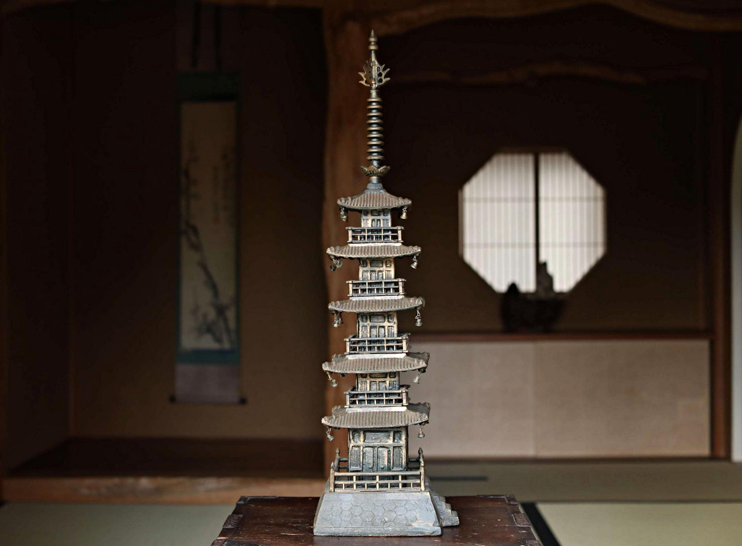 Large Cast Iron Pagoda - Five-Storied Japanese Garden Statue | Solid Iron Sculpture