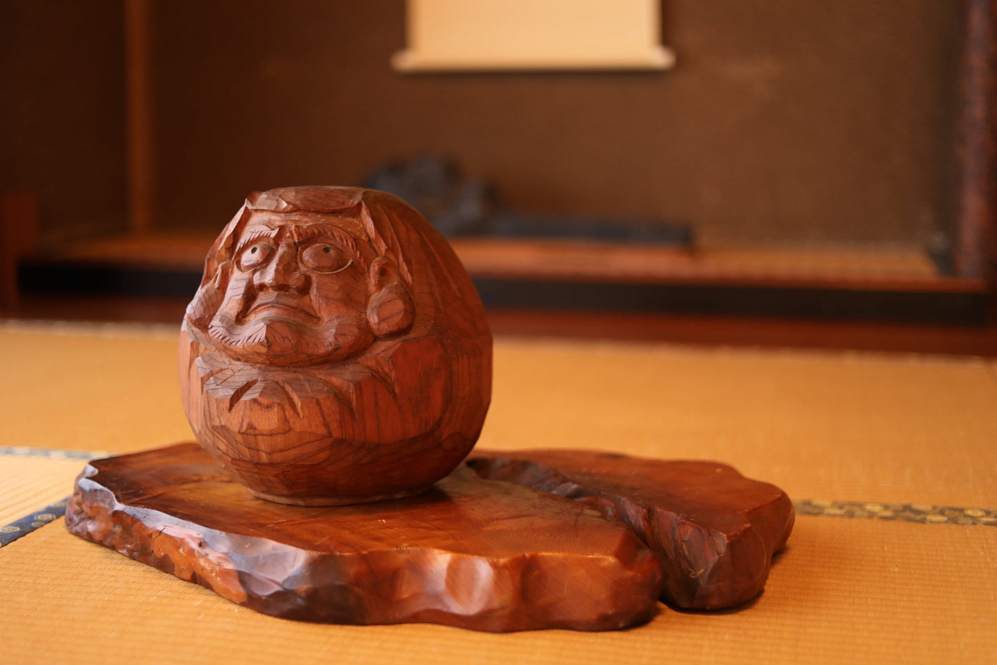 Wood Burl Bonsai Stand - Vintage Japanese Pedestal | Large Wood Display Tray 24in×14.8in