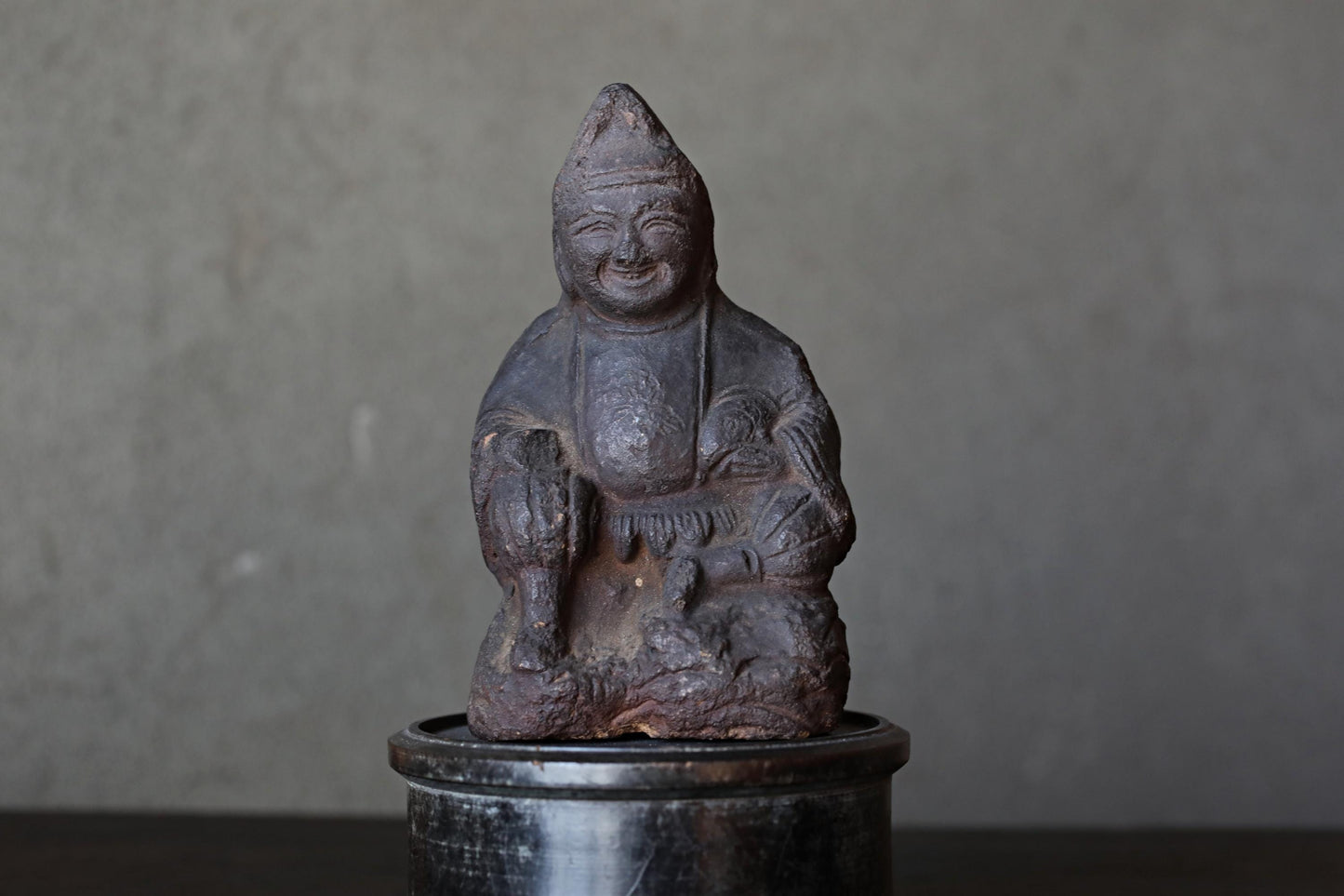 Antique Ebisu Statue – Edo Period Japanese Pottery Figurine | Business Prosperity Charm