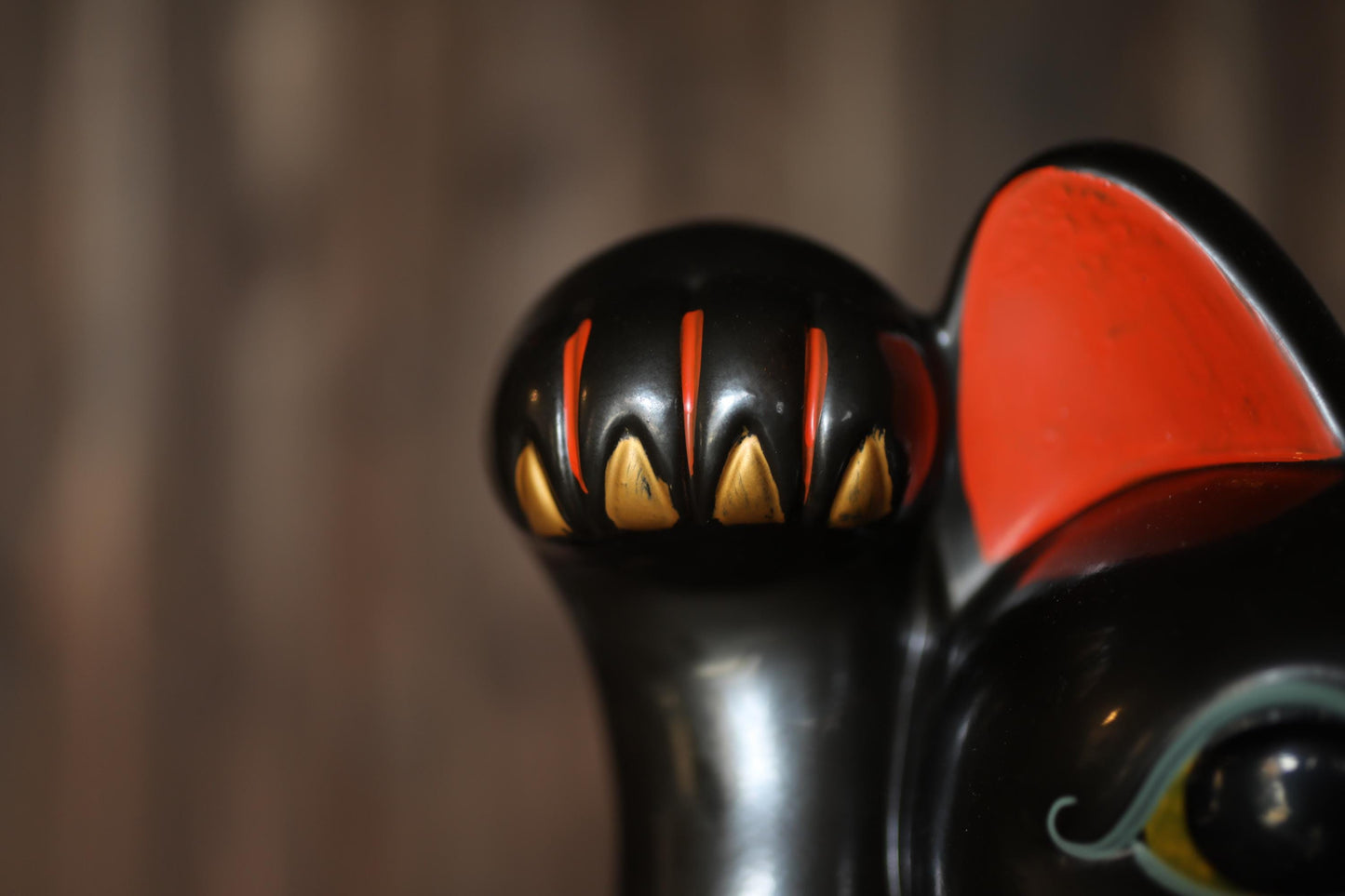 Black Maneki Neko - Large Ceramic Money Box | Vintage Japanese Lucky Cat Statue