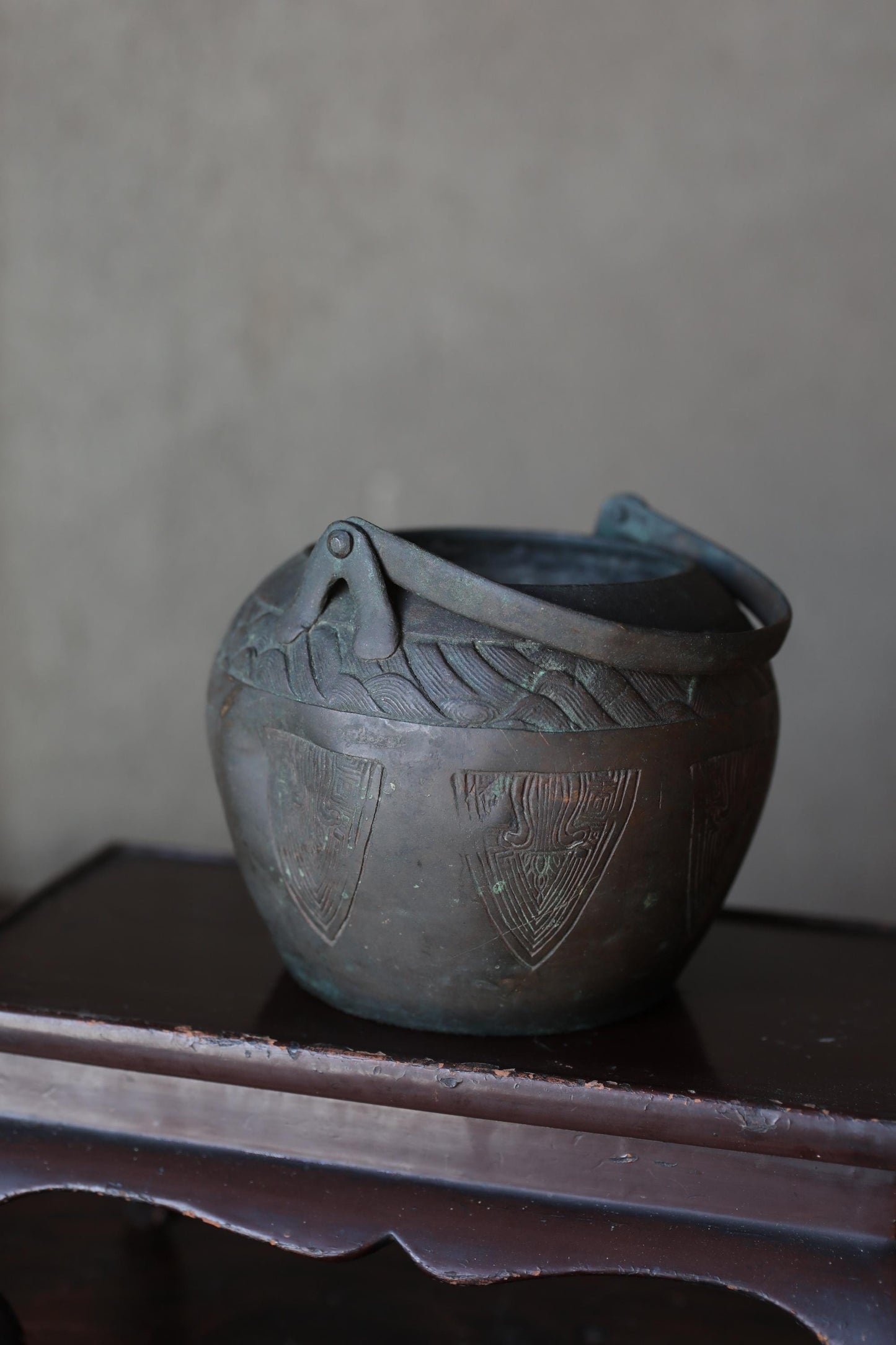 Antique Bronze Censer - Japanese Taotie Motif Incense Burner for Sacred Space