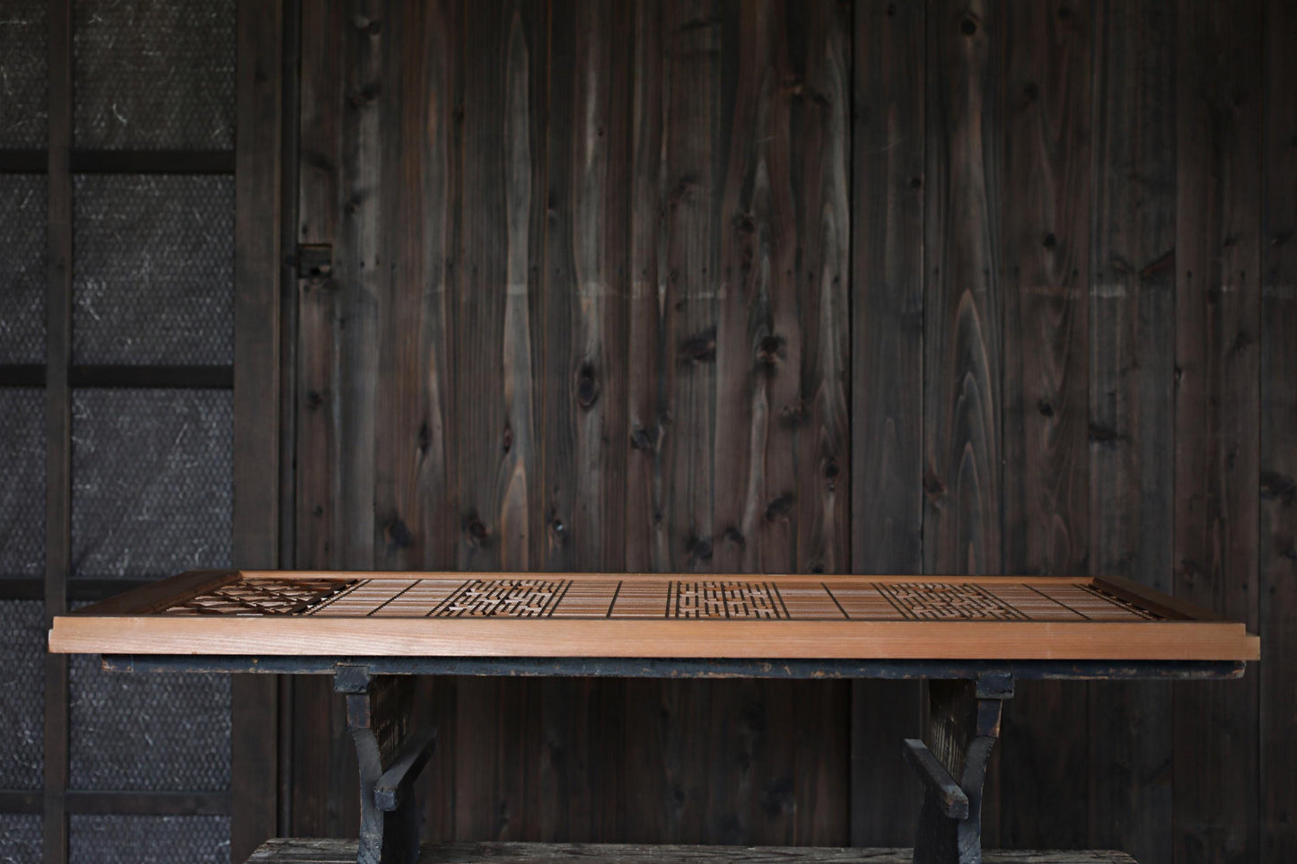 Vintage Japanese Shoji Screen - Kumiko Wood Panel | Japandi Wall Art, Geometric Frame