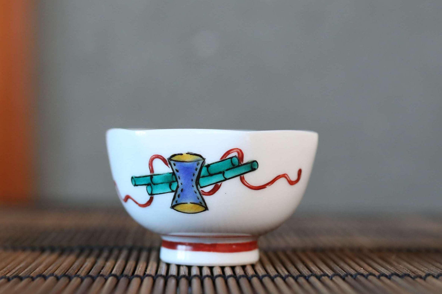 Kutani Sake Cup - Hand-Painted Japanese Porcelain Cup With Pomegranate Design