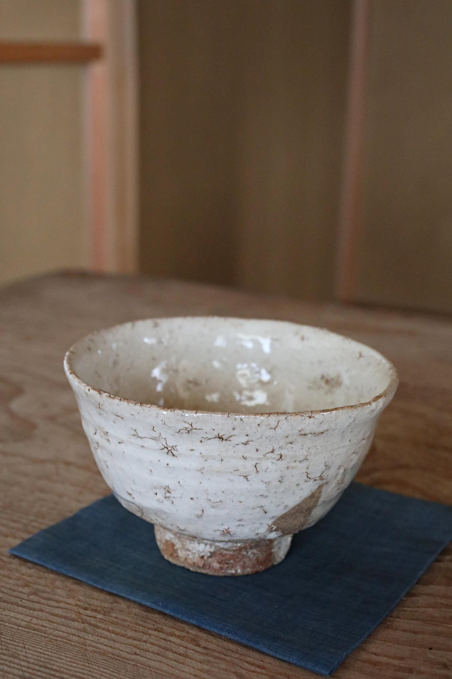Hagi Yaki Tea Bowl – Vintage Japanese Matcha Cup with Signed Wooden Box