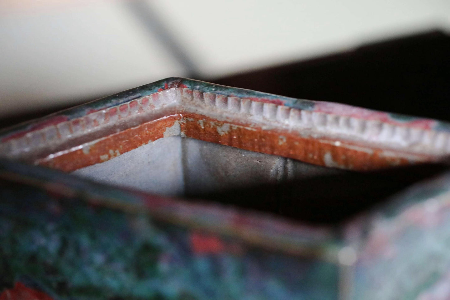 Japanese Vintage Censer - Signed Ceramic Incense Burner With Green Cinnabar Glaze