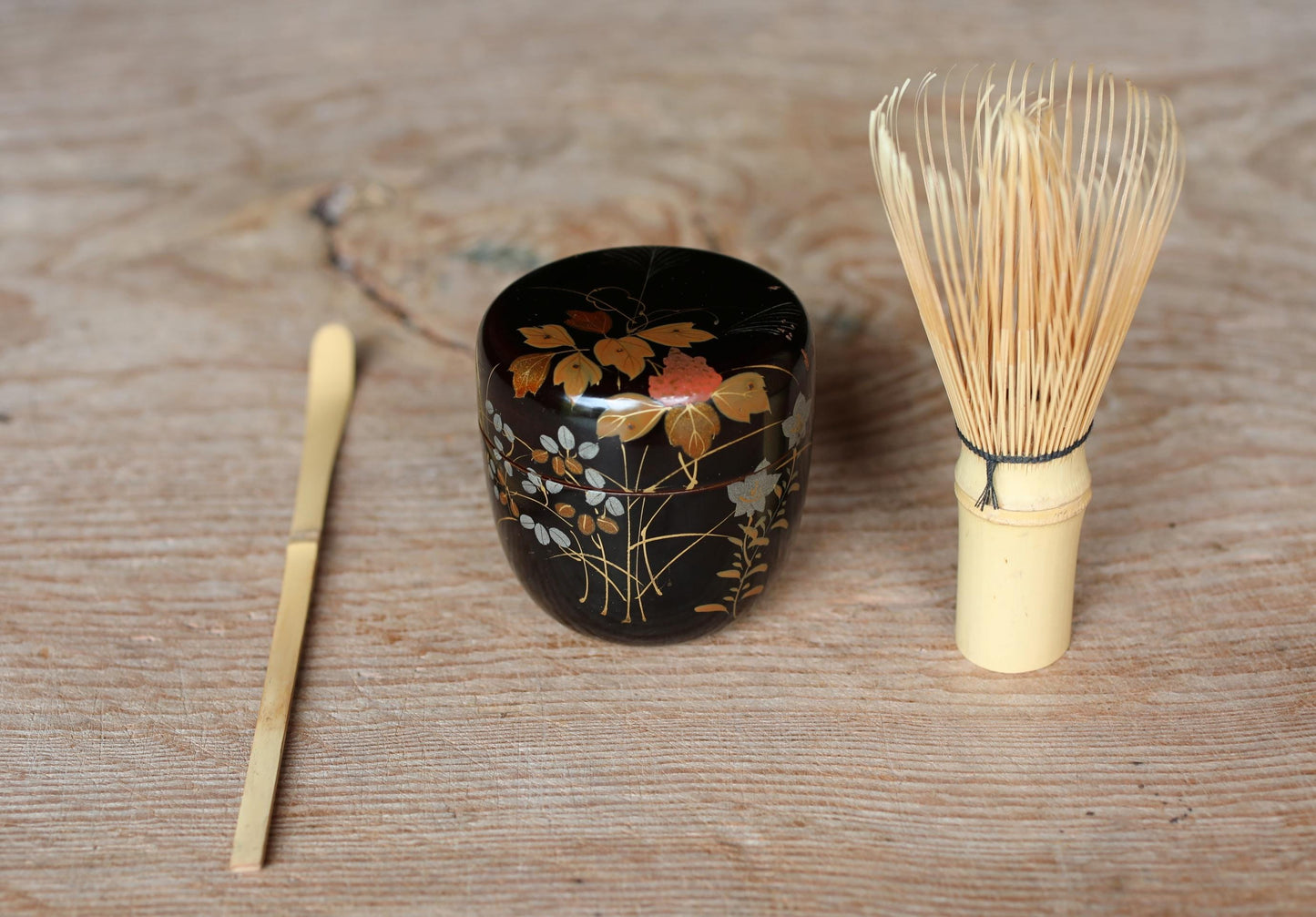 Japanese Tea Ceremony Set - Matcha Starter Kit With Takatori Ware Bowl & Lacquer Tea Caddy