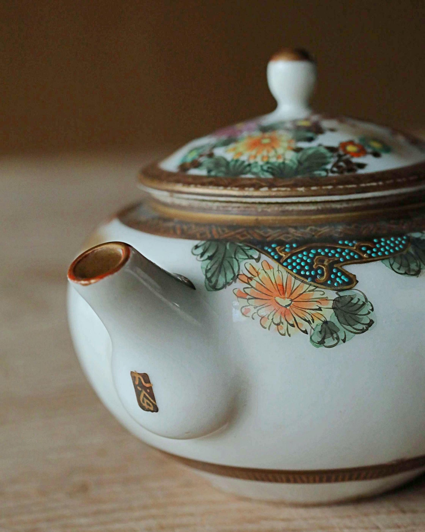Kutani Antique Tea Set - Hand Painted Ceramic Sencha Cups & Gold Floral Tableware