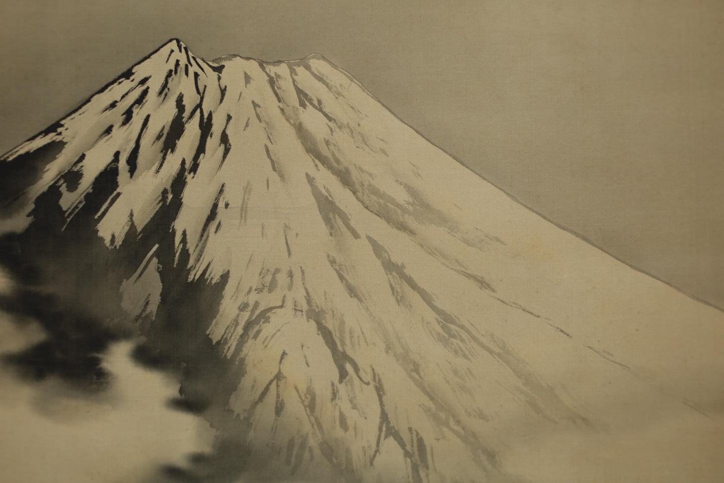 Japanese Ink Wash Scroll – Antique Mount Fuji Painting, Signed Kishinami Ryukei, Boxed Gift