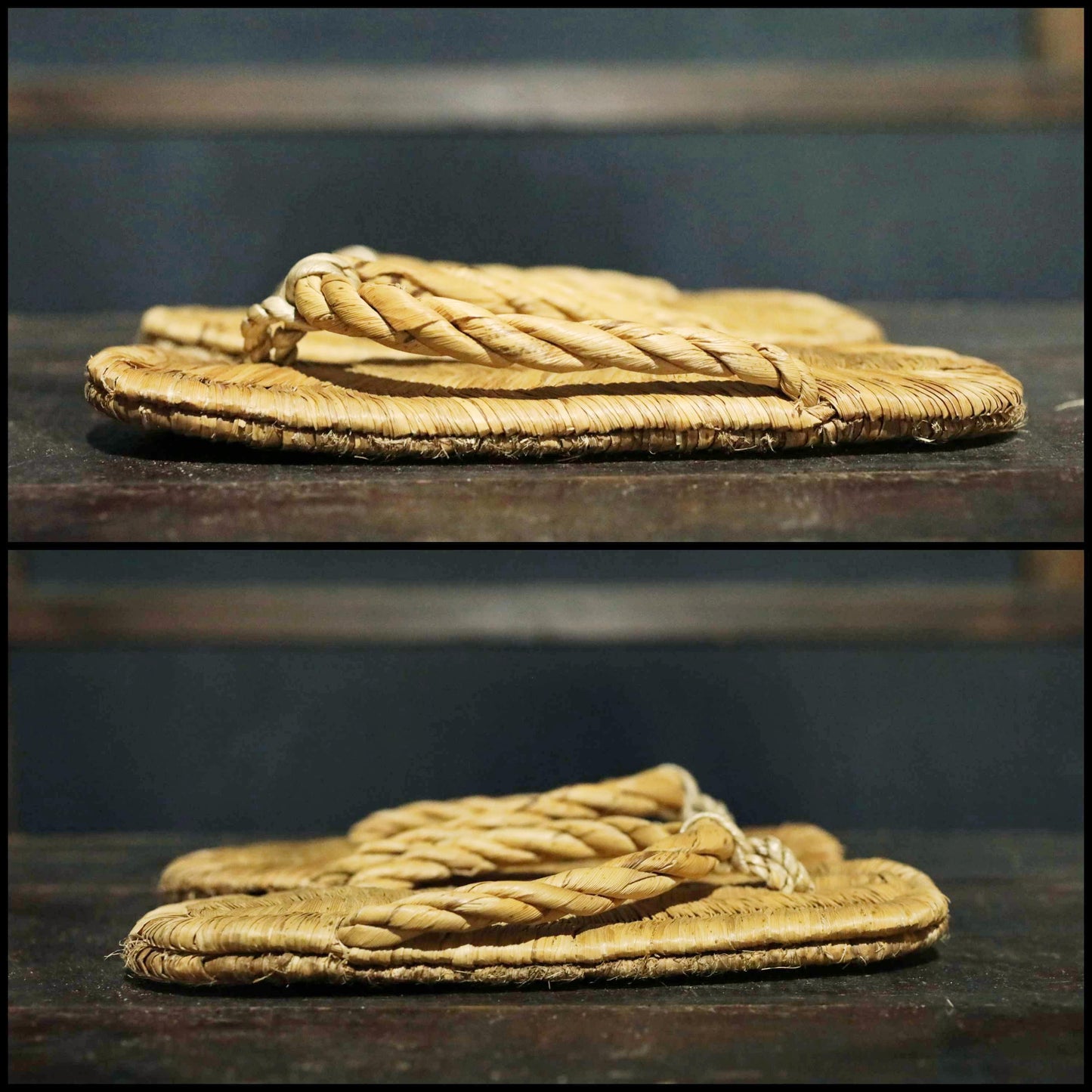 Japanese Straw Sandals - Handmade Waraji Sandals for Tea Ceremony | Vintage Kimono Slippers 9.4in