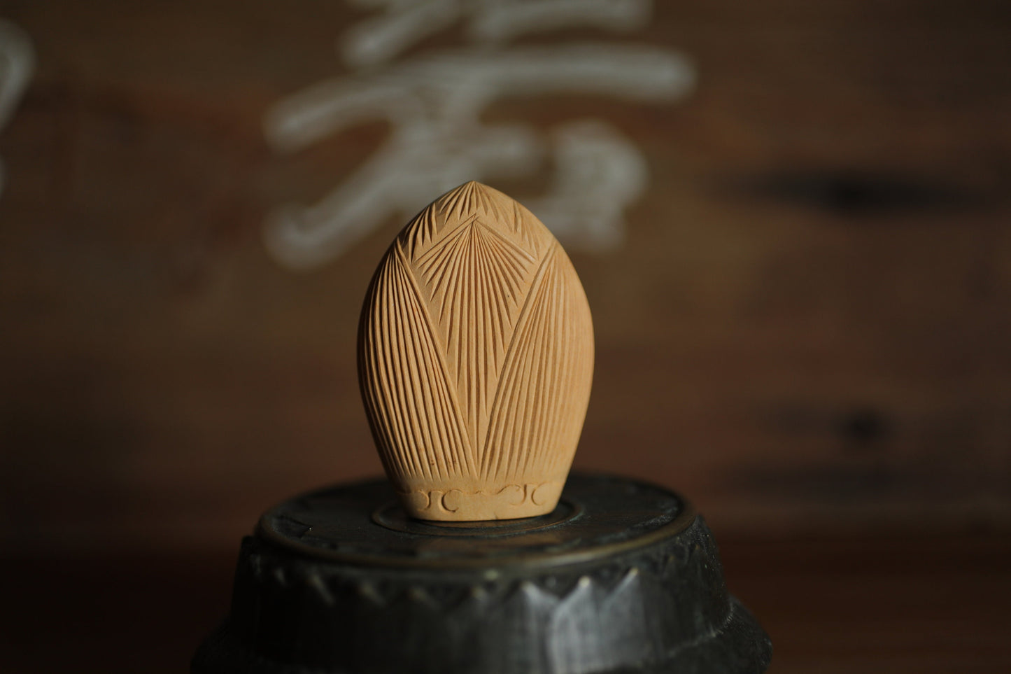 Japanese Buddha Amulet – Hand Carved Thousand Armed Kannon Wooden Charm