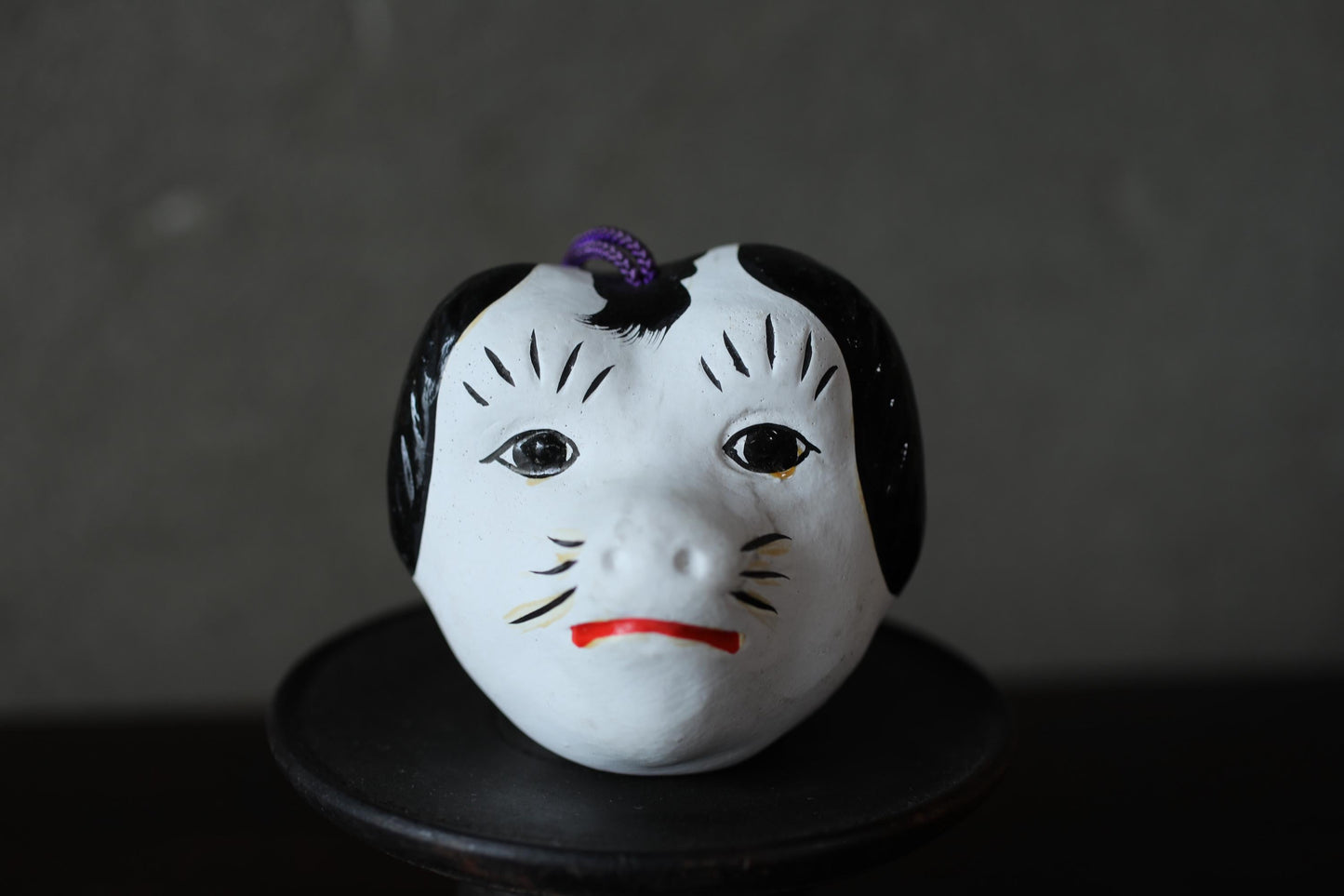 Japanese Pottery Dog Bell - Rare Clay Bell Folk Toy Ornament H7cm