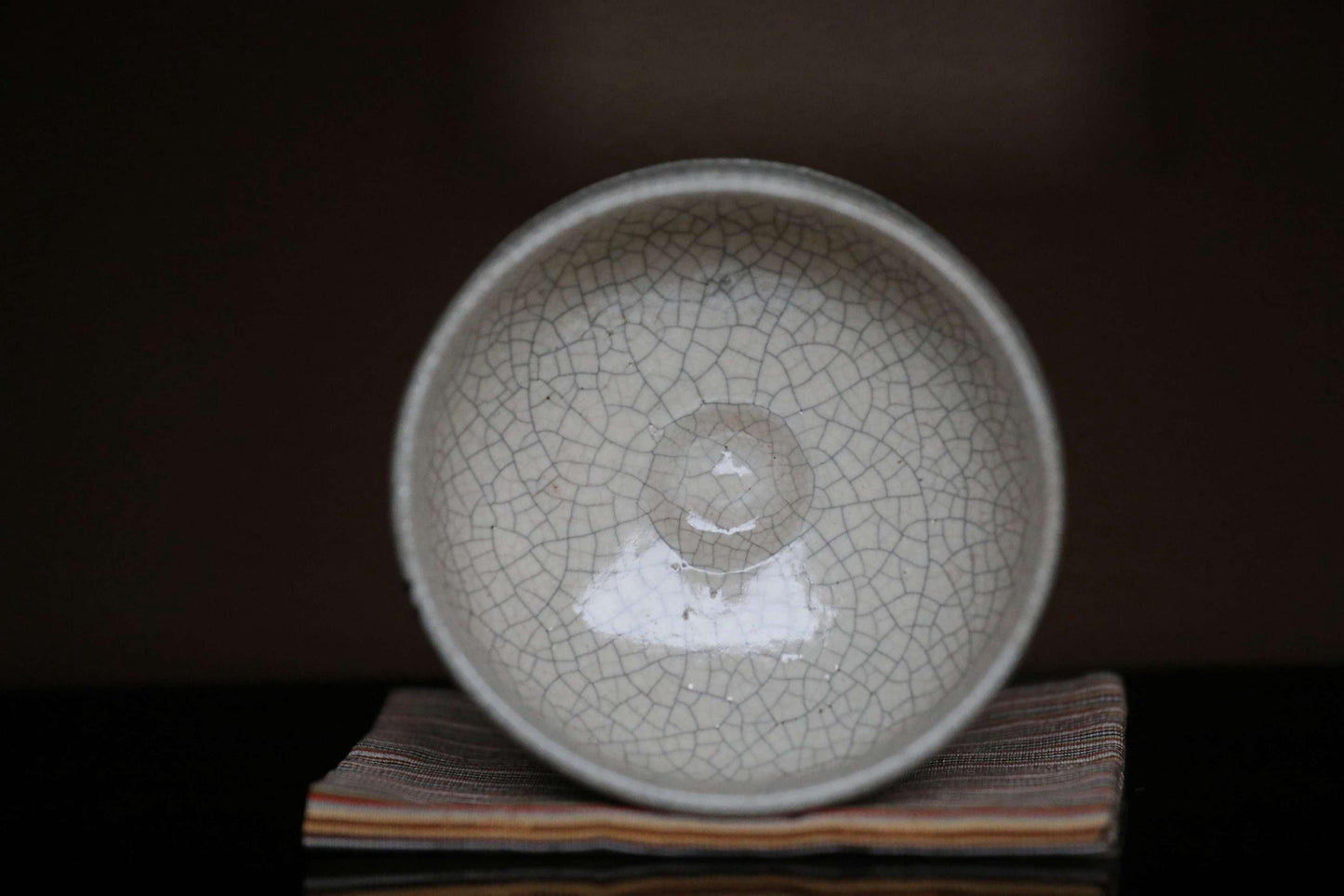 Shino Tea Bowl - Handmade Matcha Cup with Wooden Box | Vintage Japanese Pottery