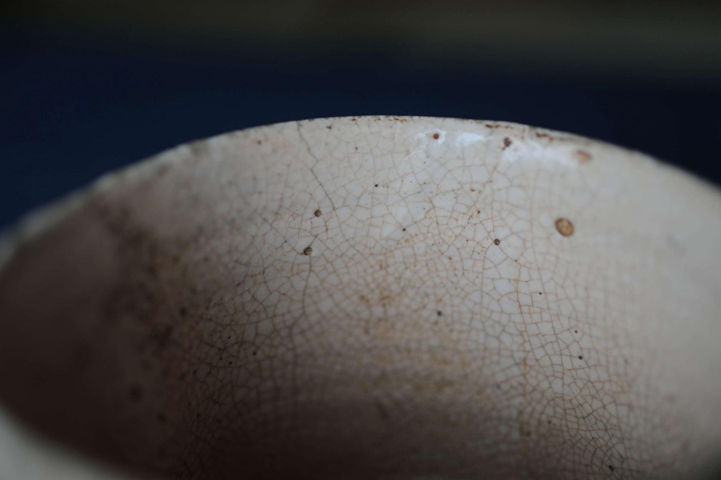 Shino Tea Bowl - Handmade Japanese Ceramic Chawan with Zen Master Daruma Art