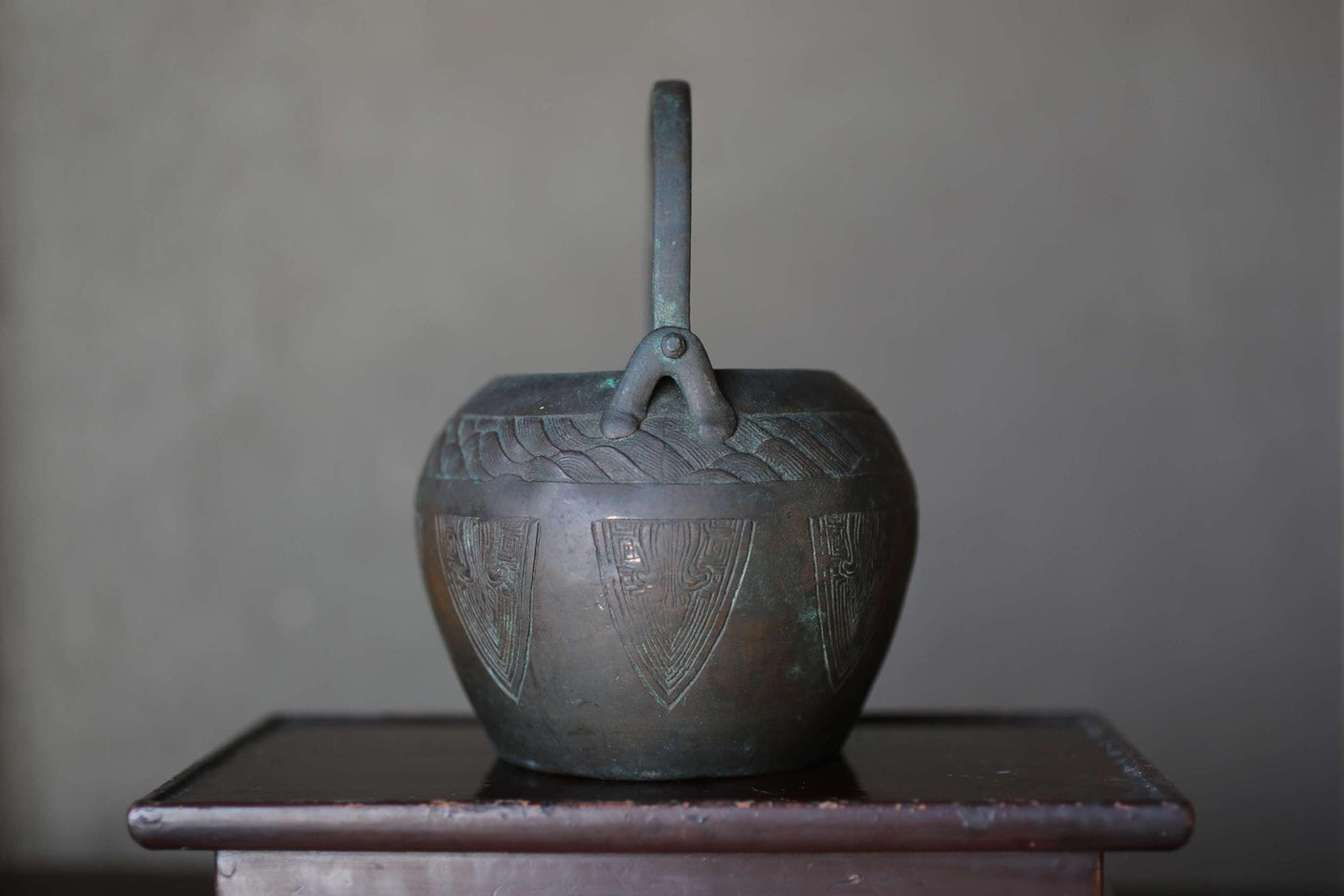 Antique Bronze Censer - Japanese Taotie Motif Incense Burner for Sacred Space