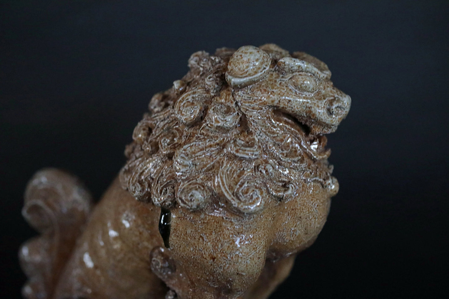 Vintage Komainu Statue – Japanese Guardian Lion Ceramic Sculpture, Antique Temple Art