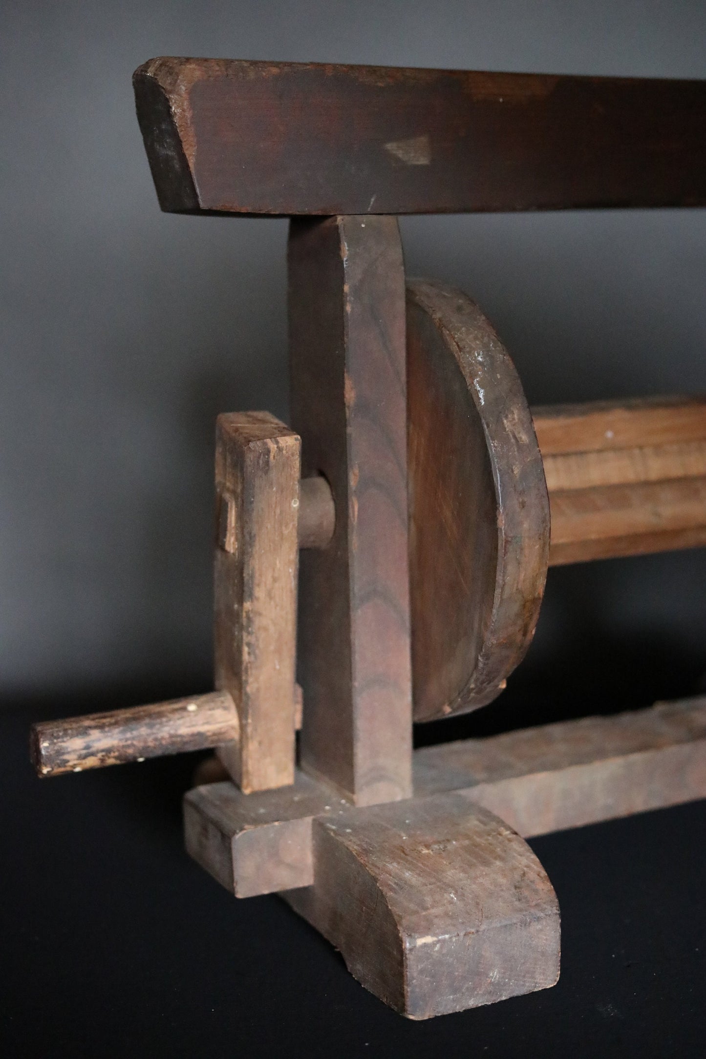 Japanese Silk Bobbin - Antique Wooden Spool Winder | Edo Period Craft Tool W59cm