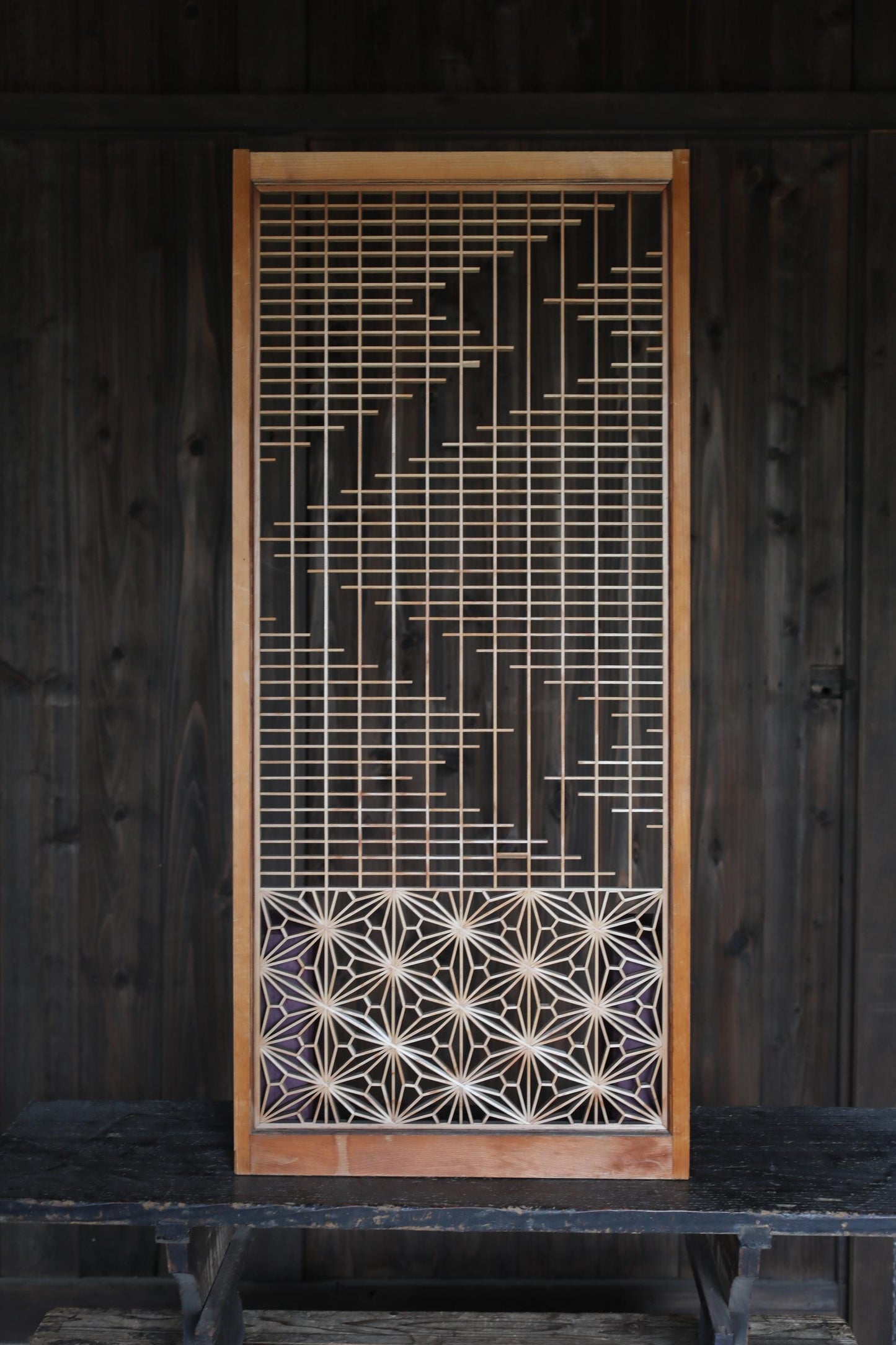 Vintage Japanese Shoji Screen – Kumiko Wood Panel | Japandi Wall Art, Handcrafted Geometric Frame