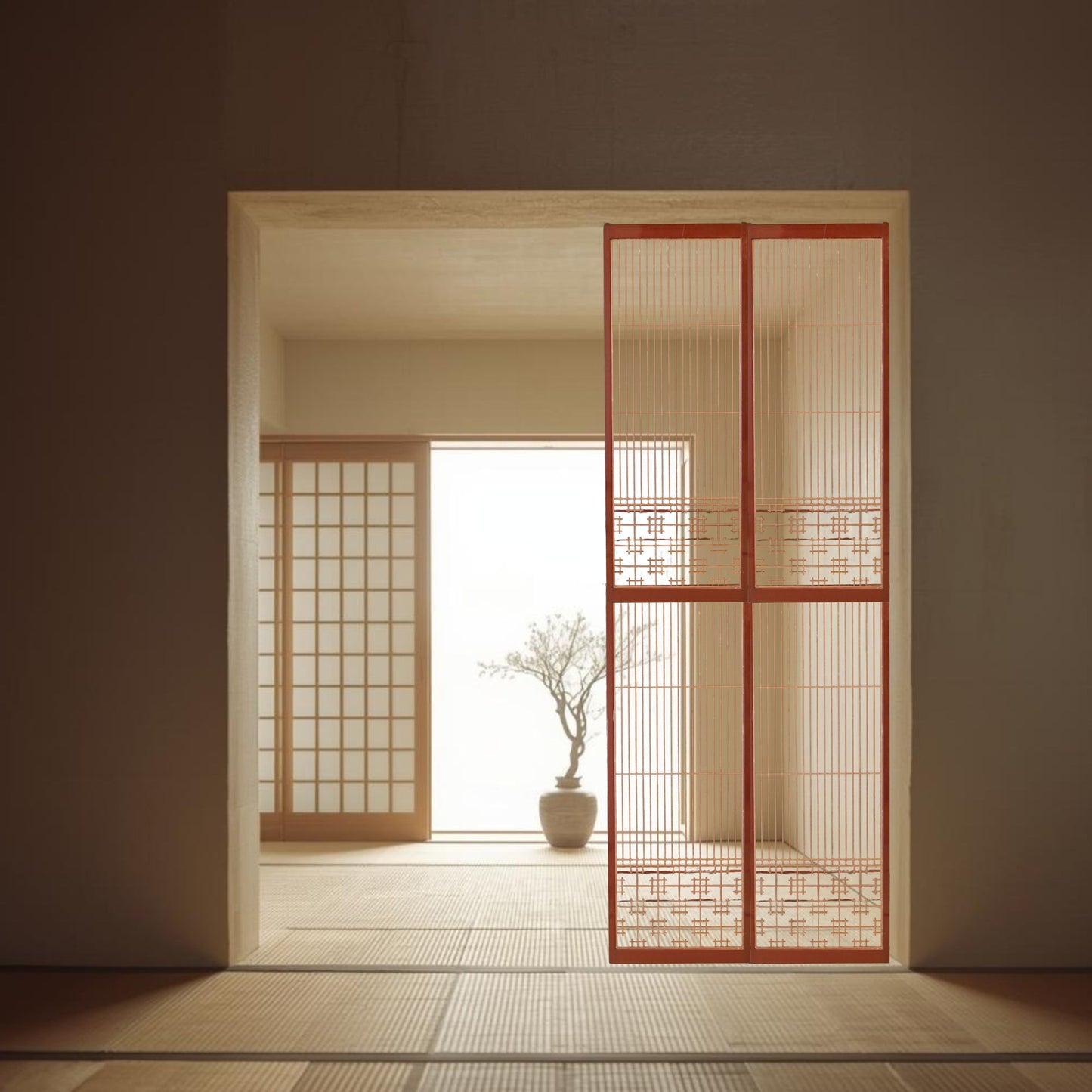 Antique Kumiko Shoji Screen, Japanese Wooden Lattice, furniture panel(H45.7x17.1in/H116×43.5cm)