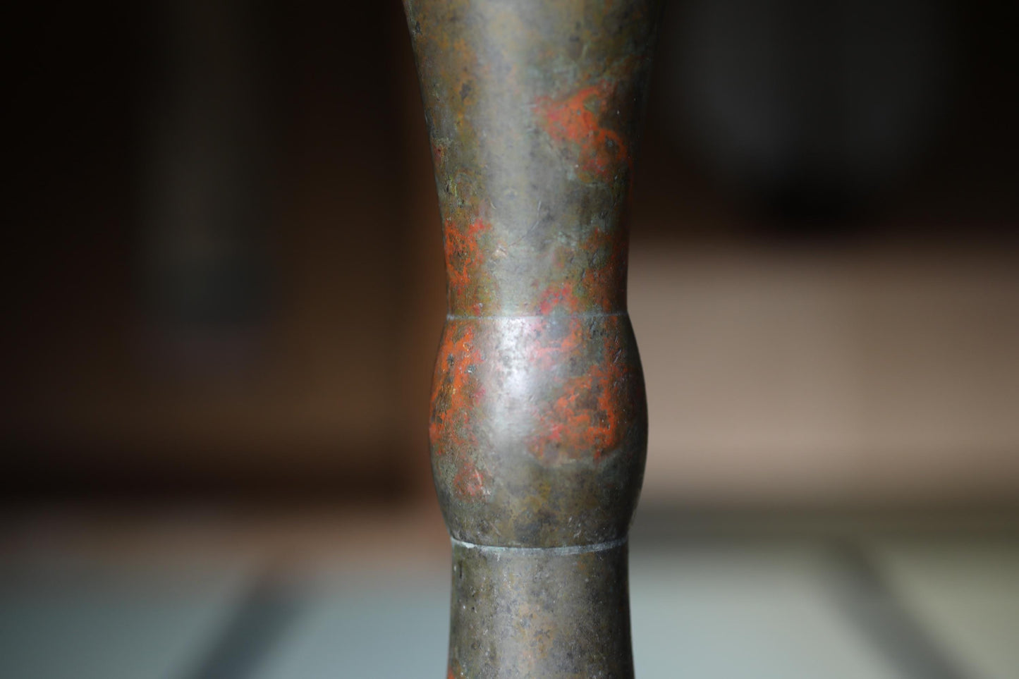 Vintage Japanese Vase - Hand Cast Bronze Flower Vase with Aged Patina