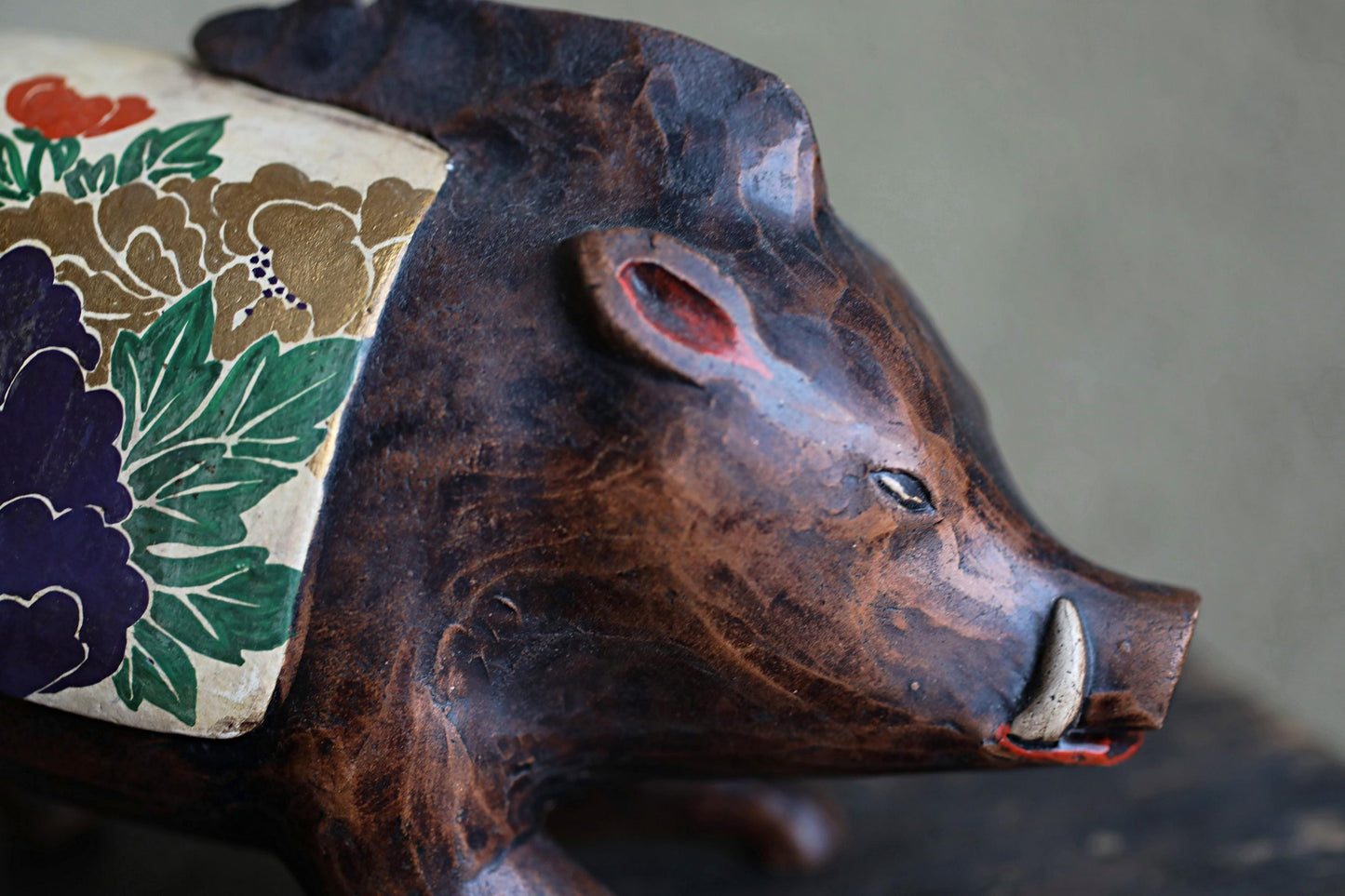 Vintage Japanese Pottery Handmade Boar Figurine - Chinese Zodiac Ceramic Animal Ornament