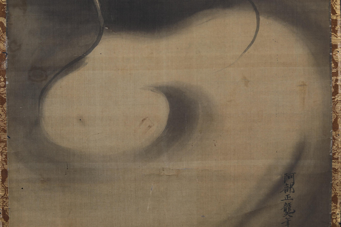 Antique Japanese Dragon Scroll – Edo Period Art | Rising Dragon Painting on Silk Brocade