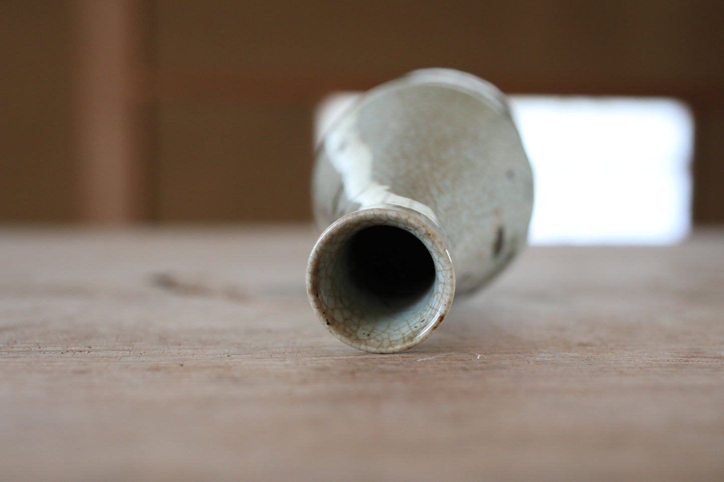 Inuyama Ware Vase - Handmade Japanese Pottery With Autumn Leaves Design