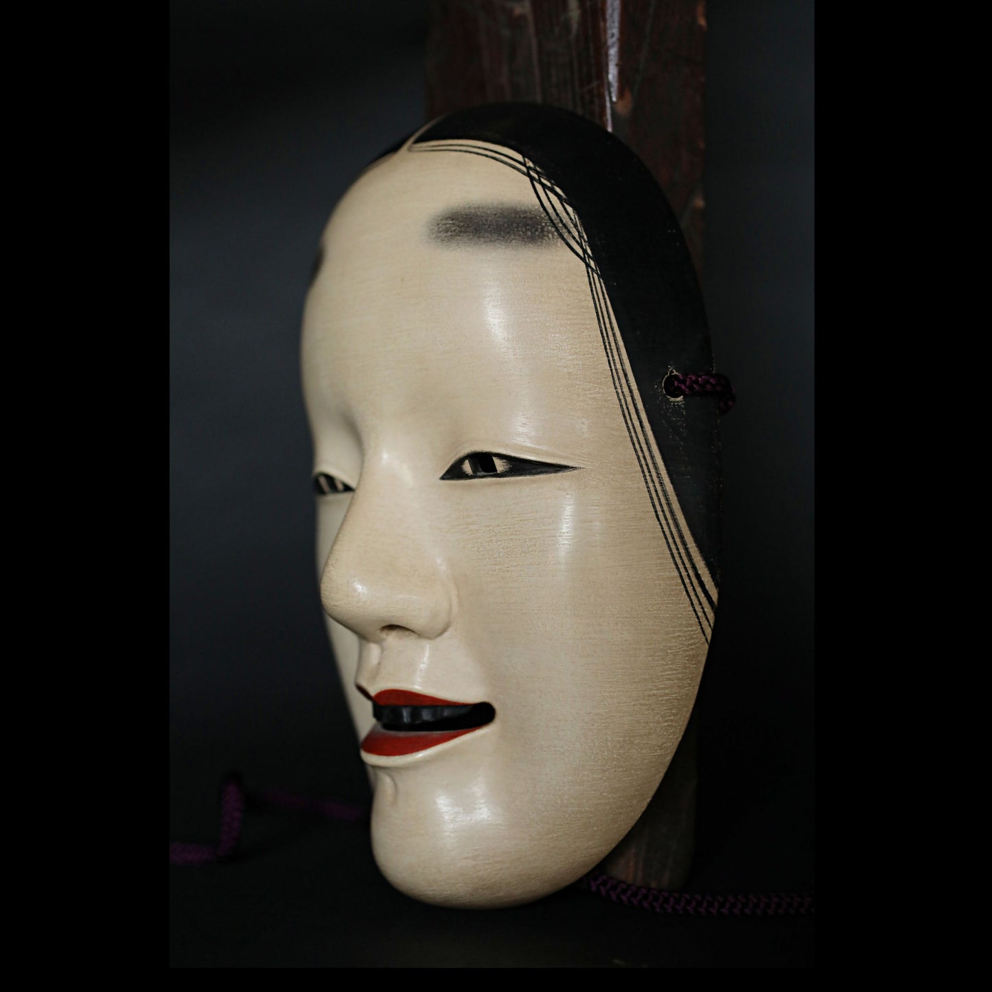 Japanese vintage NOH mask wood hand carving Zouonna wall ornament signed boxed