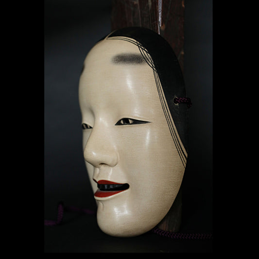 Japanese vintage NOH mask wood hand carving Zouonna wall ornament signed boxed