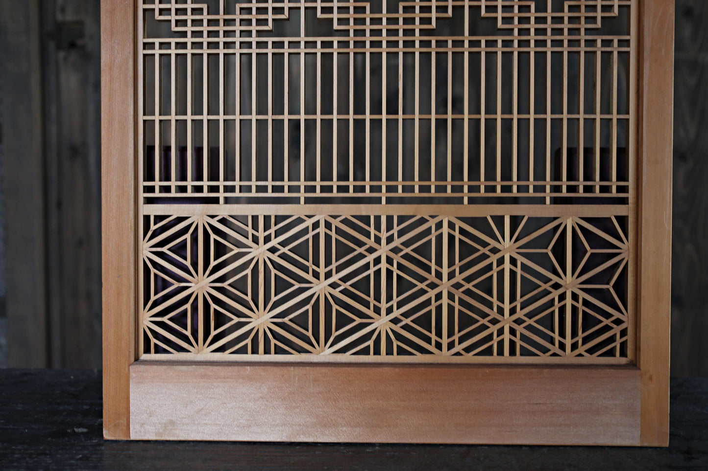 Vintage Japanese Shoji Screen - Kumiko Wood Panel | Japandi Wall Art, Geometric Frame