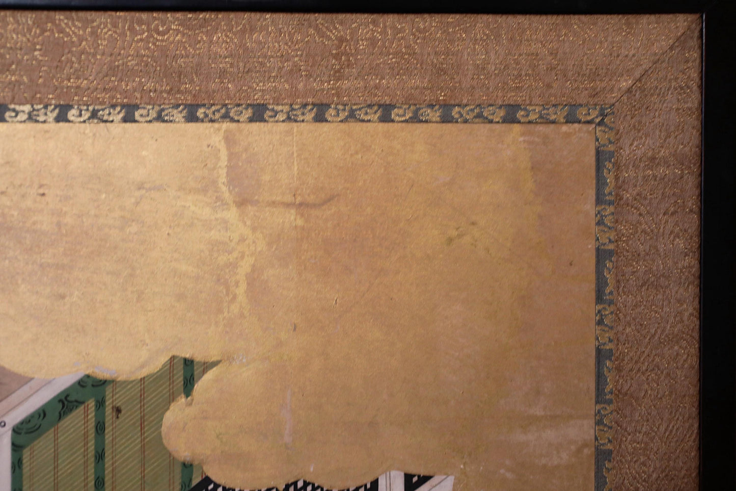 Antique Japanese Byobu Folding Screen - Edo Period Tale of Genji Art, Gold Leaf Decor