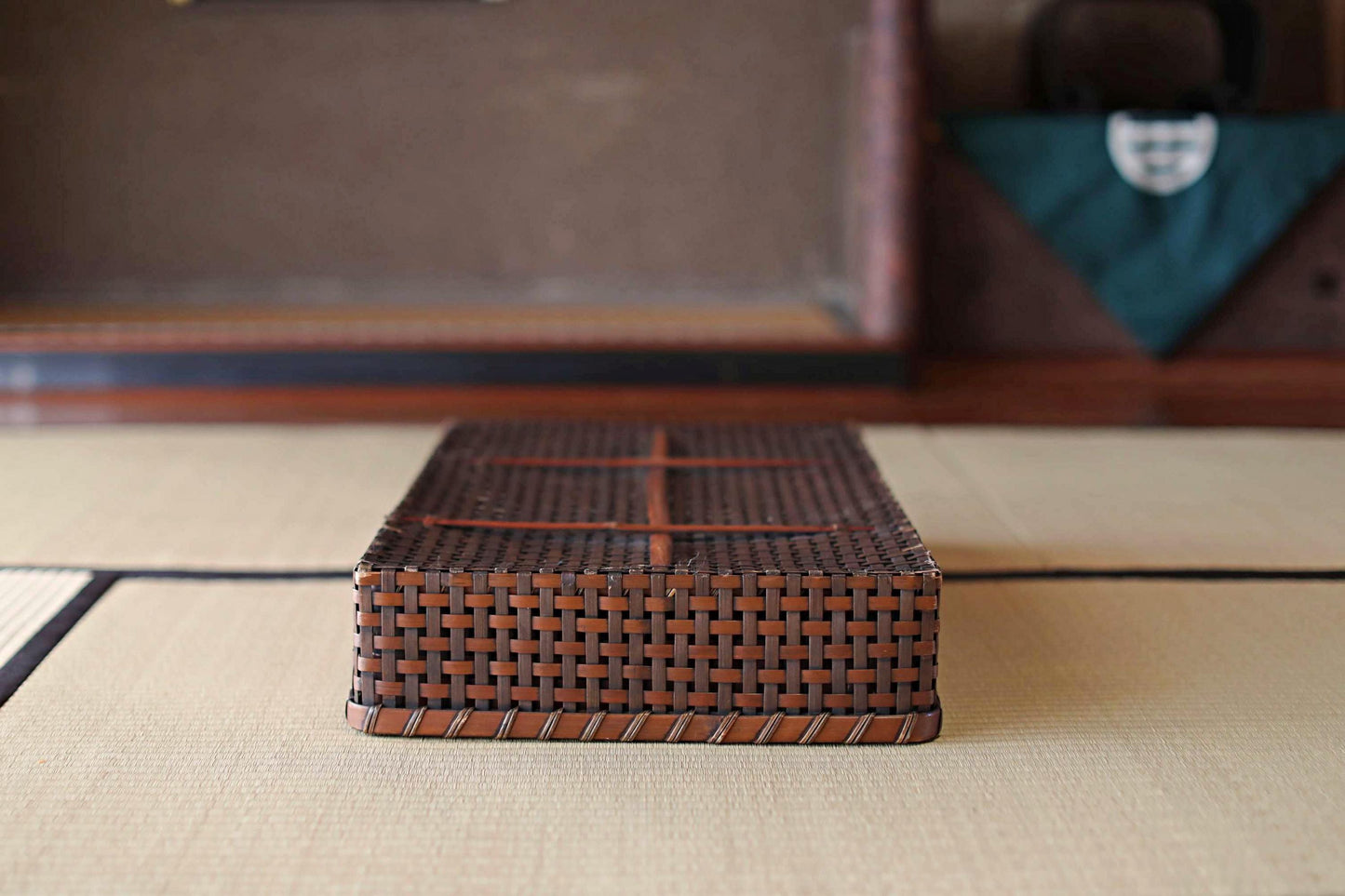 Antique Bamboo Basket - Vintage Japanese Kimono Obi Box | 1920s Woven Storage