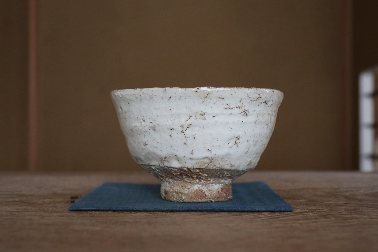 Hagi Yaki Tea Bowl – Vintage Japanese Matcha Cup with Signed Wooden Box